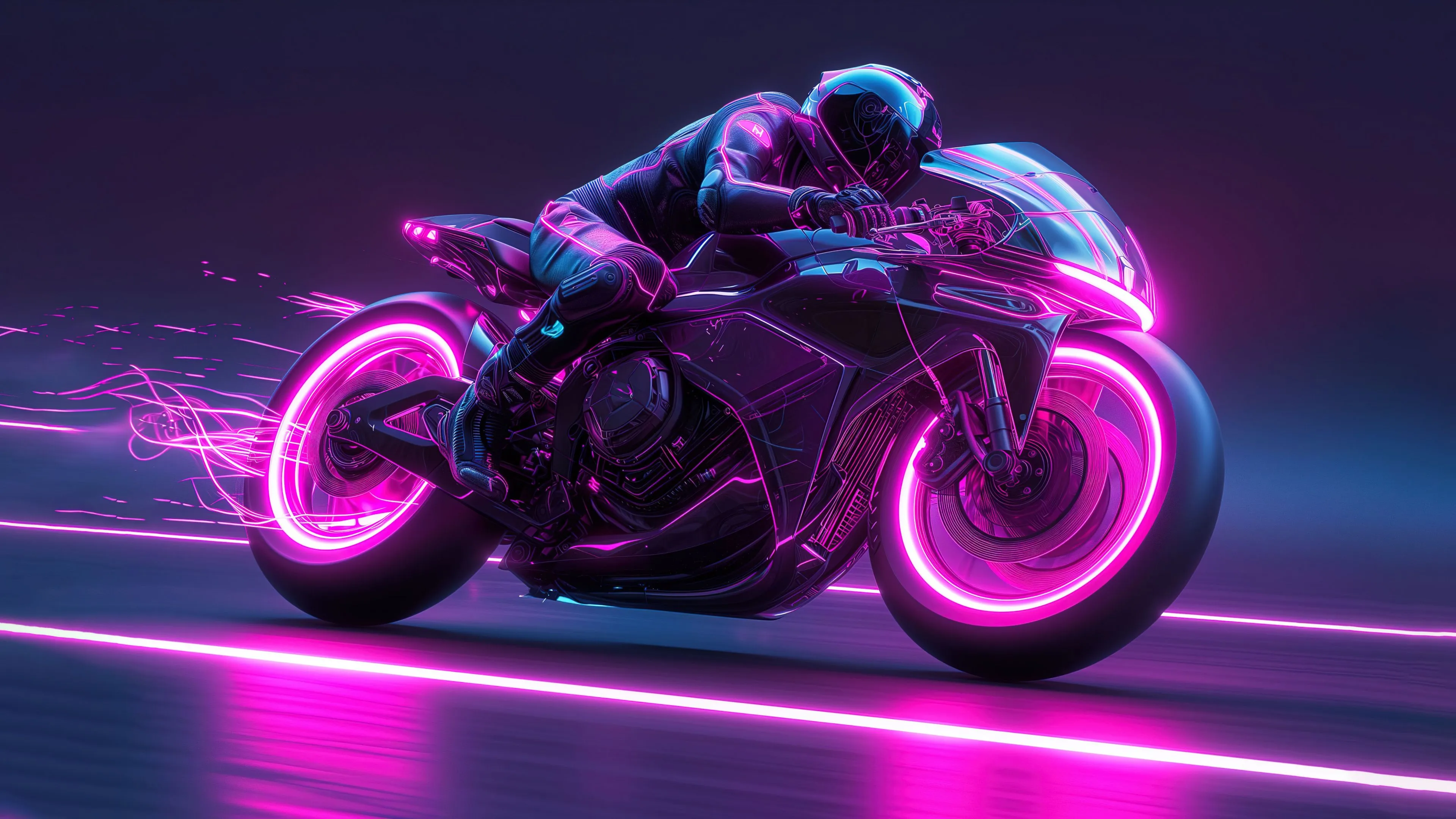 Racing Neon Motorcycle 5K Wallpaper