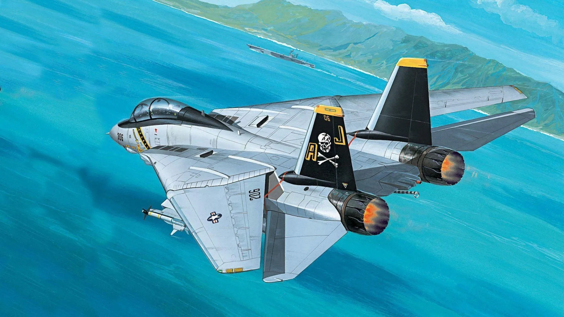 HD Grumman F 14 Tomcat Soaring Above The Waves Aviation Wallpaper