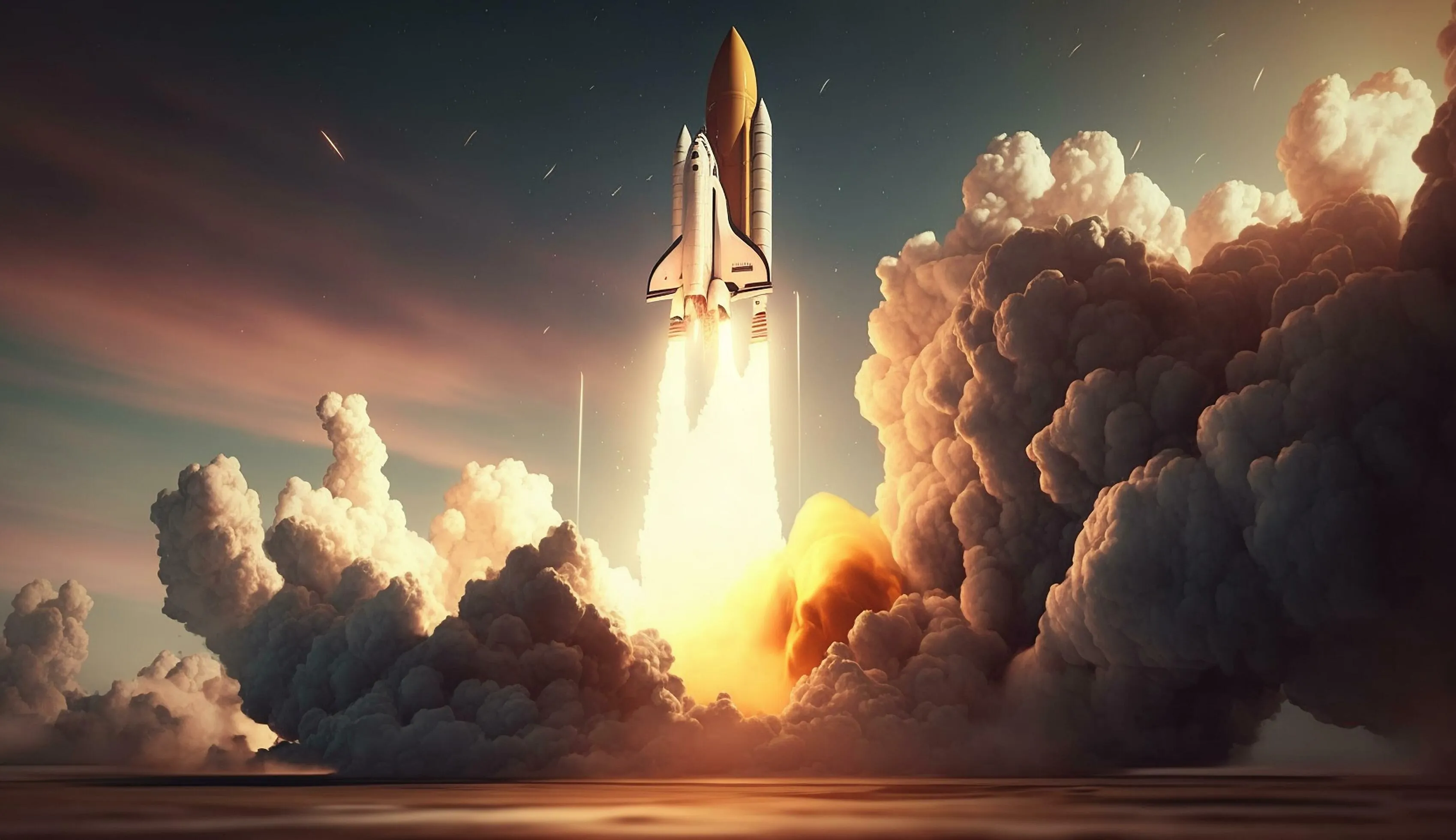 Business startup growth flying rocket launch wallpaper Photo