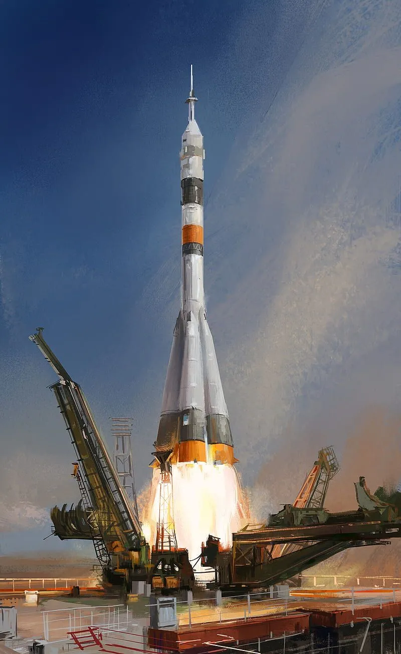 Rocket, launch, space, smoke, art, HD phone wallpaper