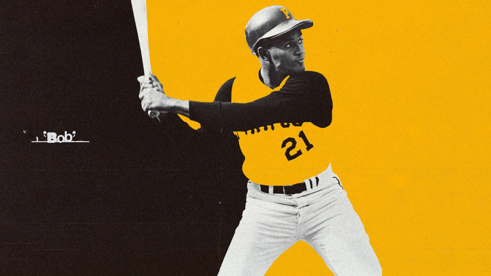 Download Roberto Clemente Black And Yellow Poster Wallpaper