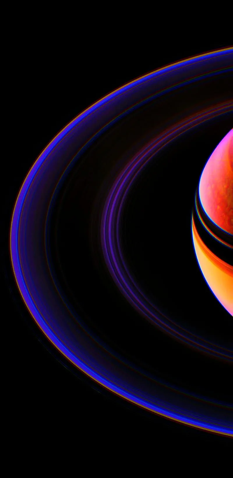 Pluton2, abstract, amoled, blue, neon, oled, orange, planets, purple, saturn, HD phone wallpaper