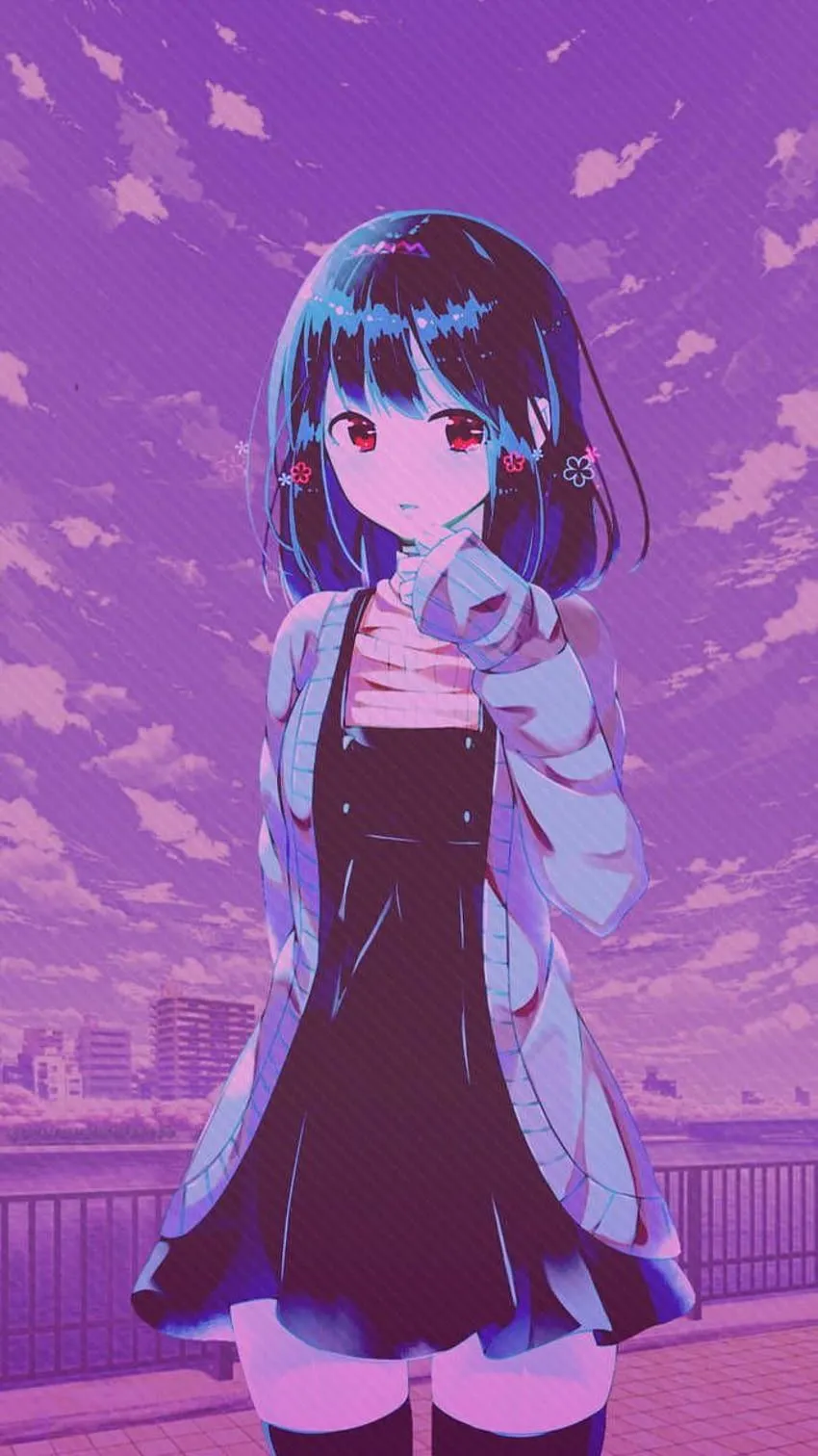 Anime Girl Purple, Purple Aesthetic Girl HD phone wallpaper