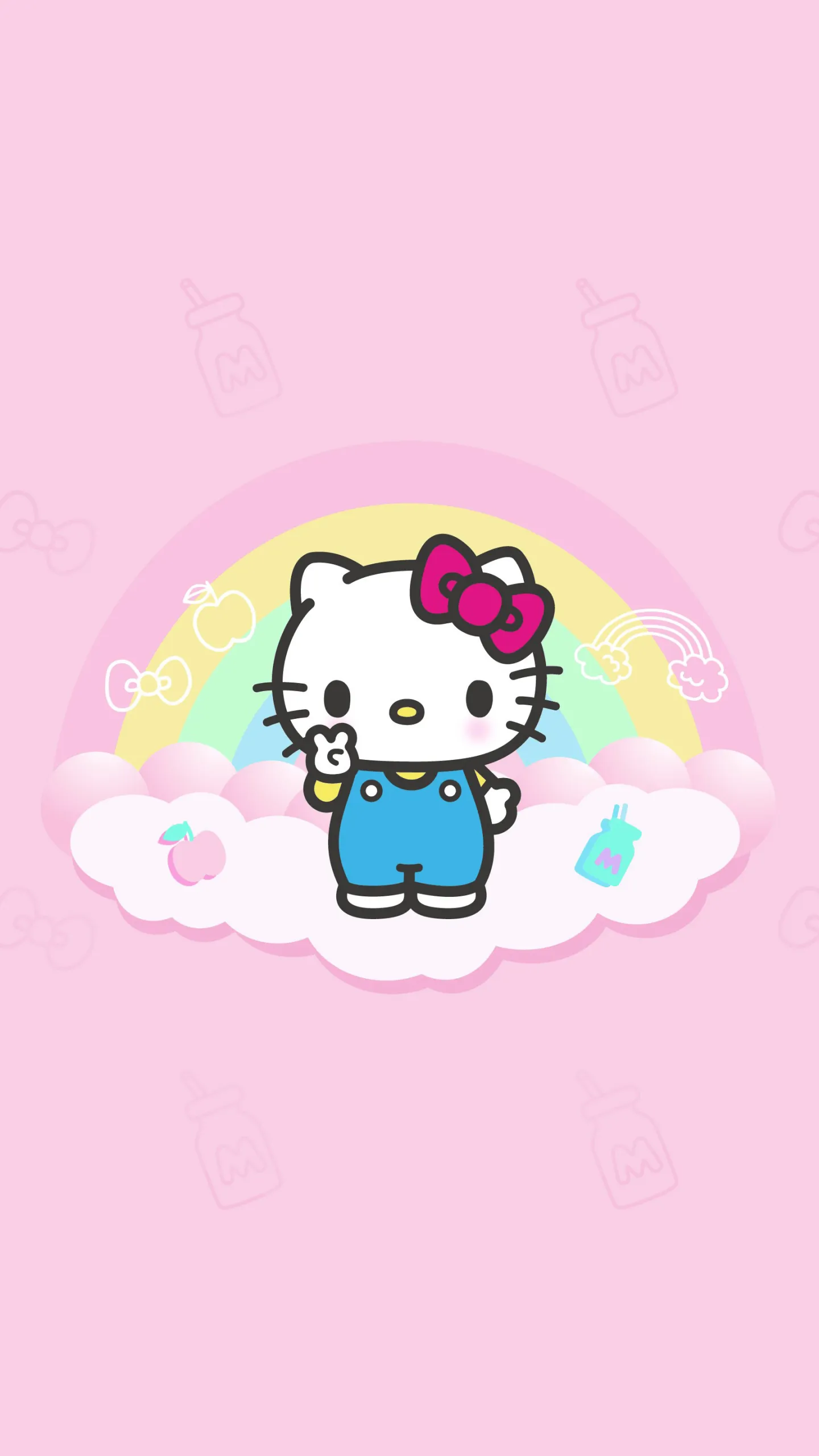 Hello Kitty Wallpaper 4K, Minimalist, Pink background