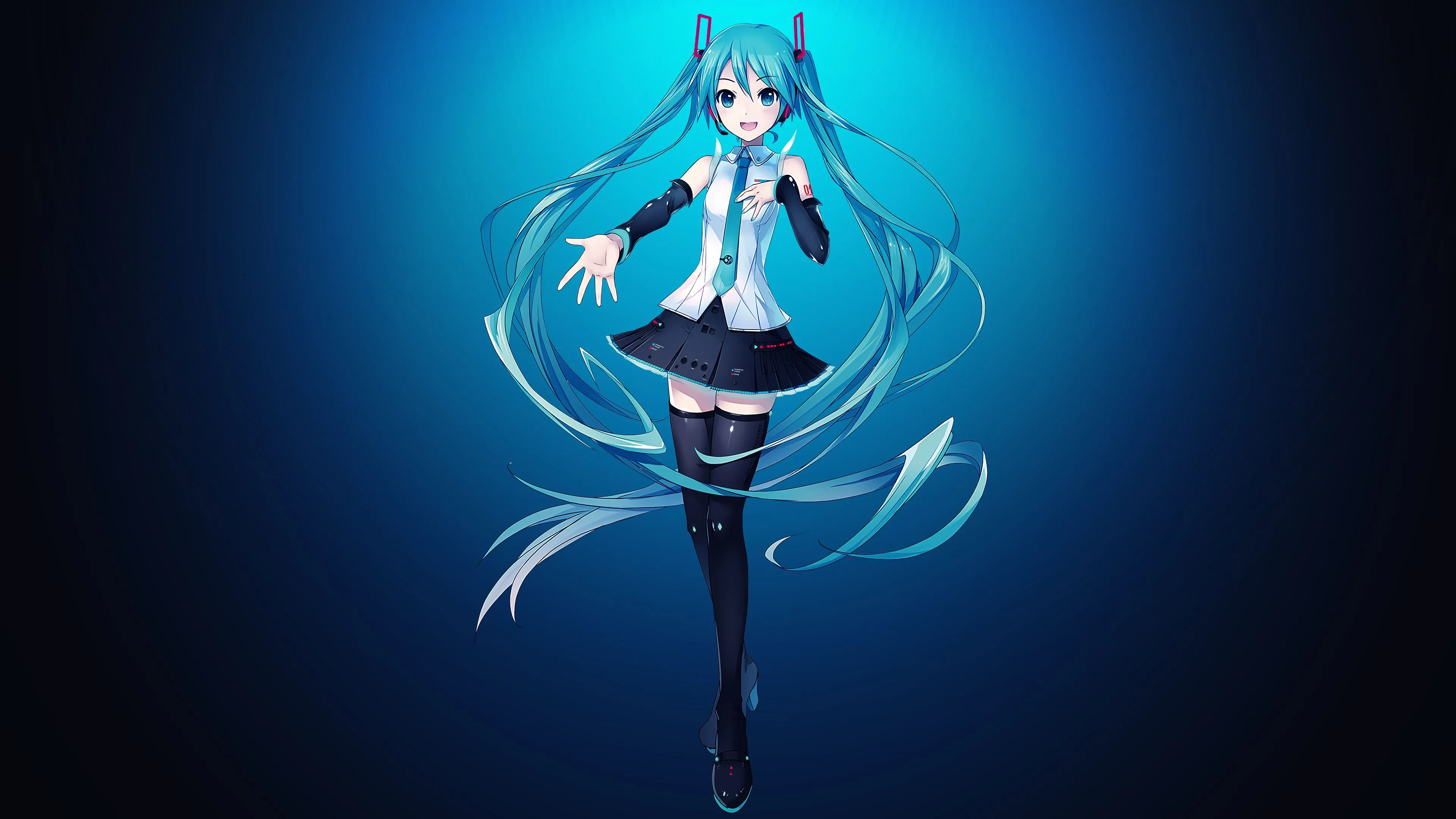 Hatsune Miku Wallpaper 4K, Deep blue, Japanese girl