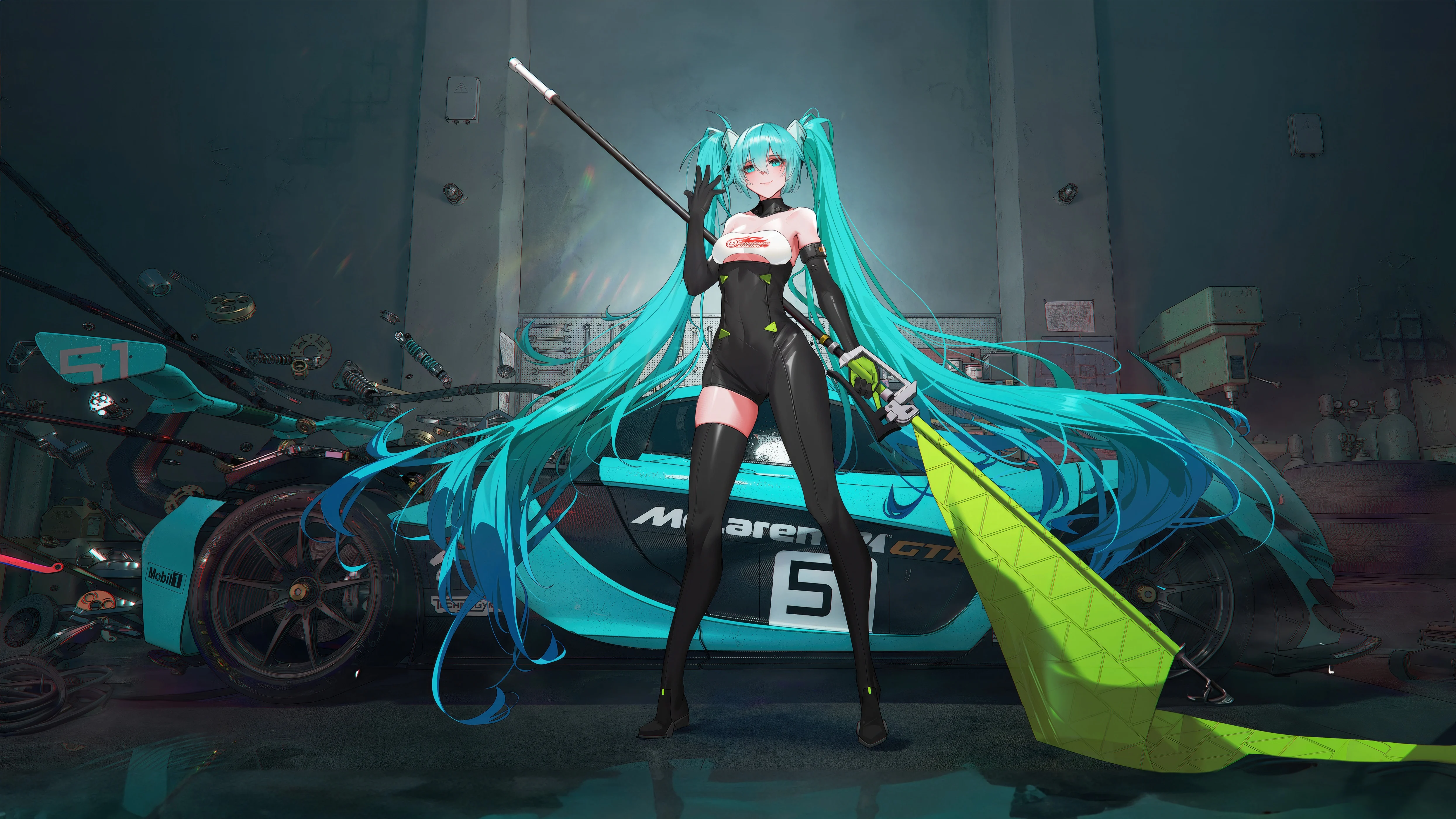 Hatsune Miku and McLaren GTR Anime Wallpaper for Desktop