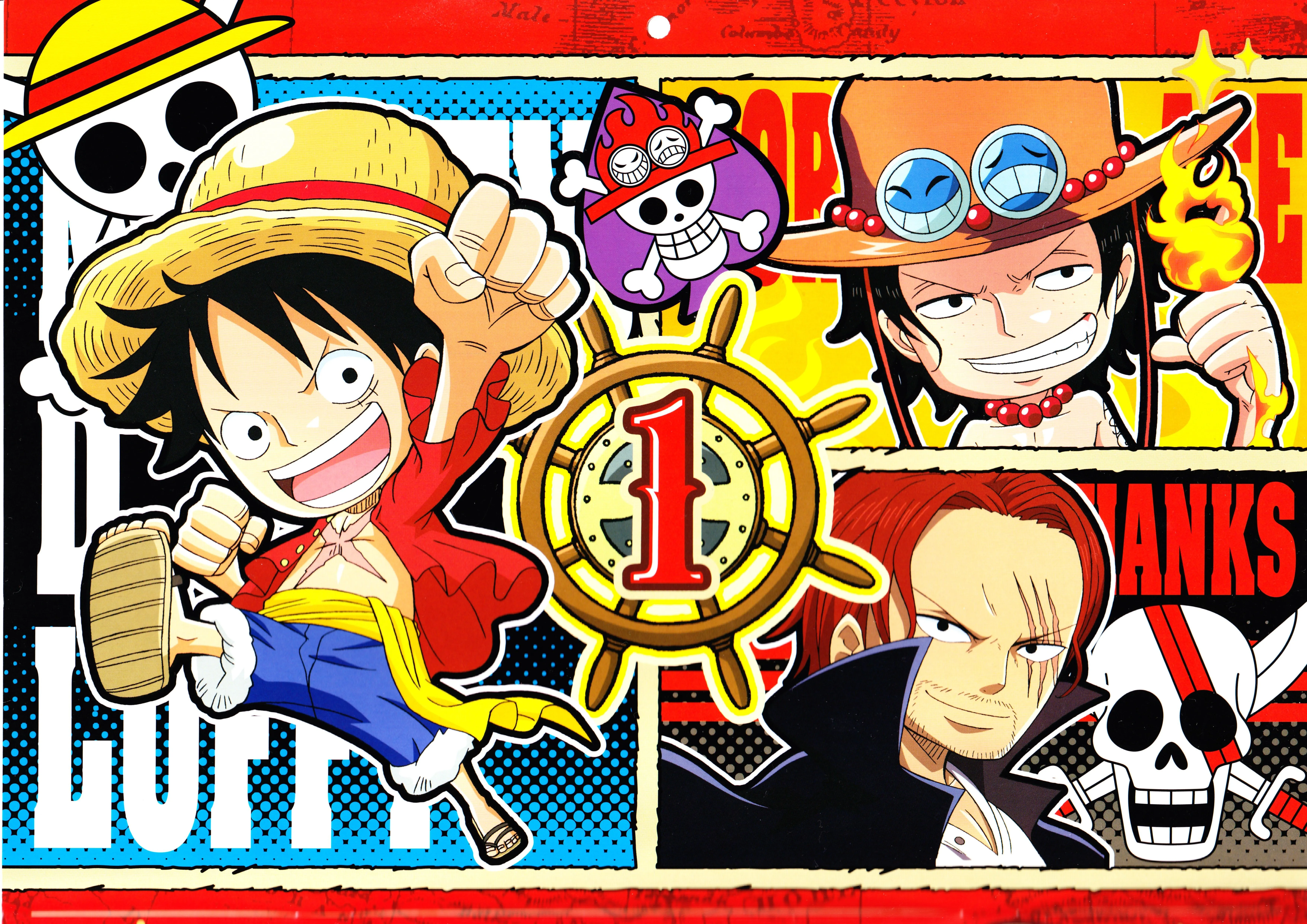 4K, One Piece, anime, team, hat, anime boys, skull, Monkey D. Luffy, HD Wallpaper
