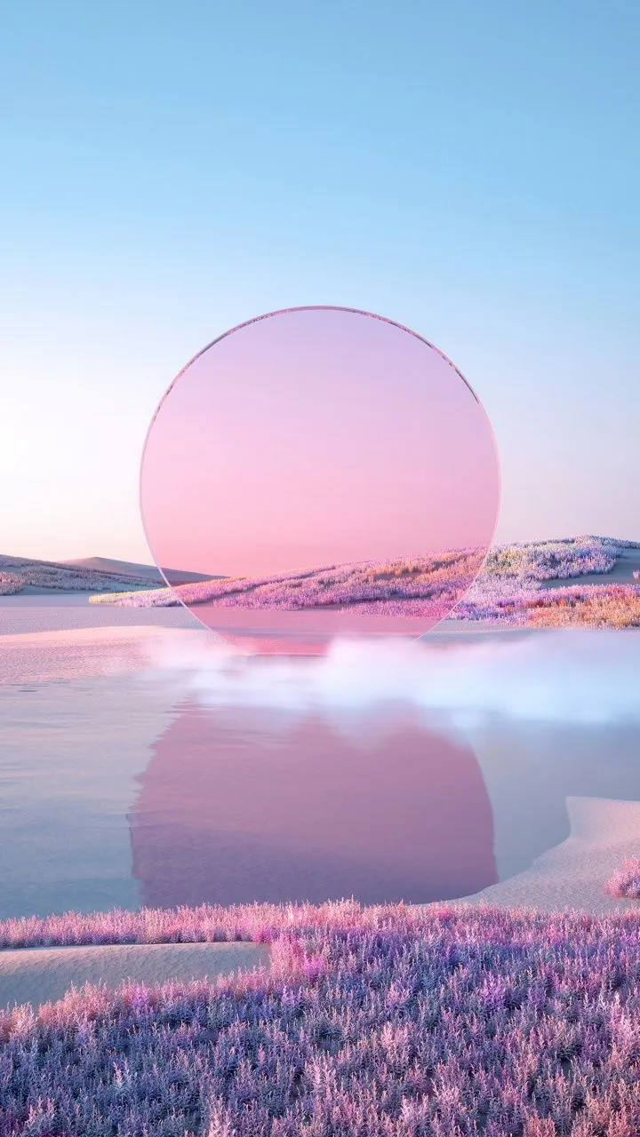 Pink aesthetic Wallpaper 4K, Sunset, Landscape, Lake