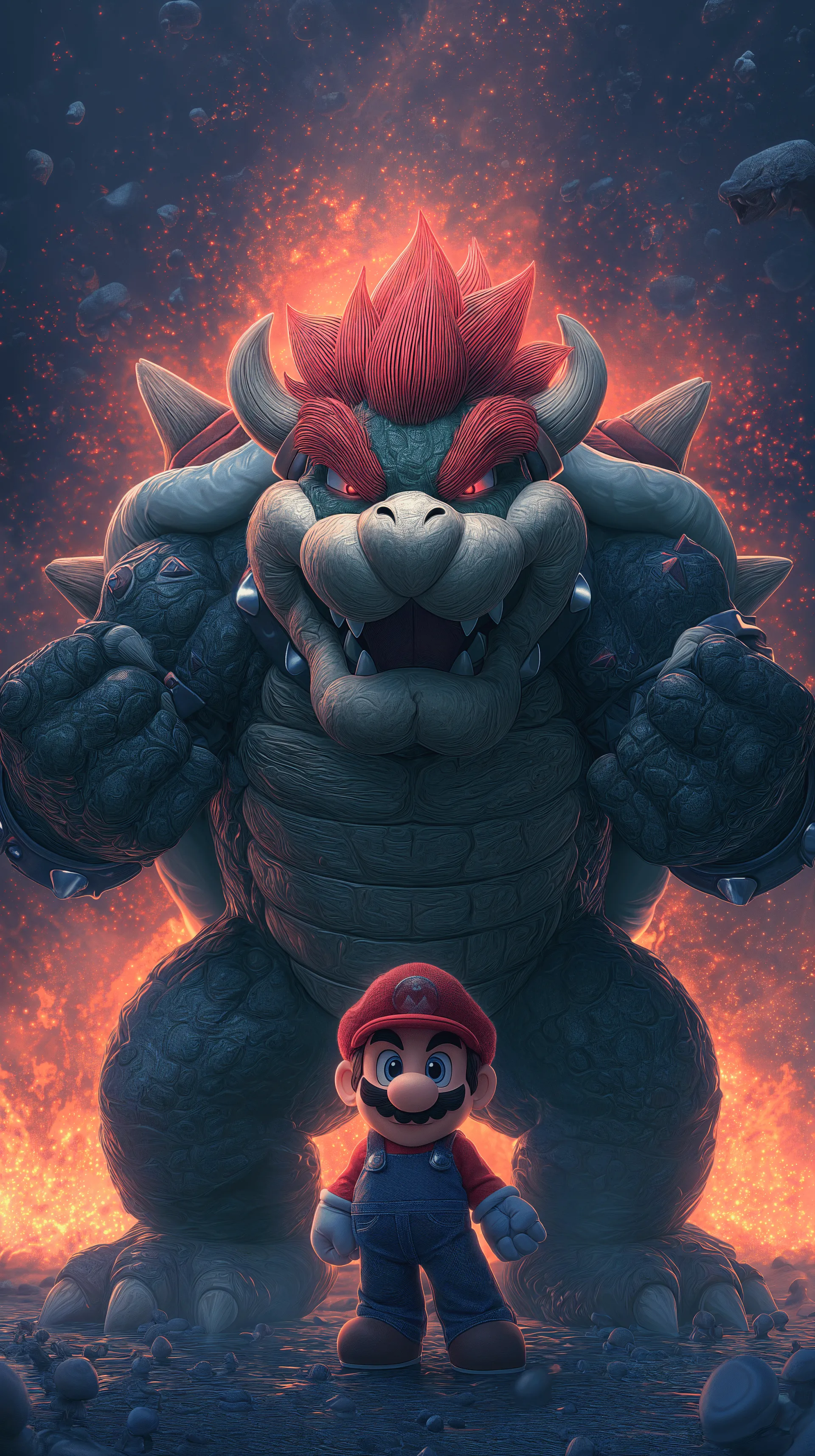 Epic Bowser vs. Mario Phone Wallpaper