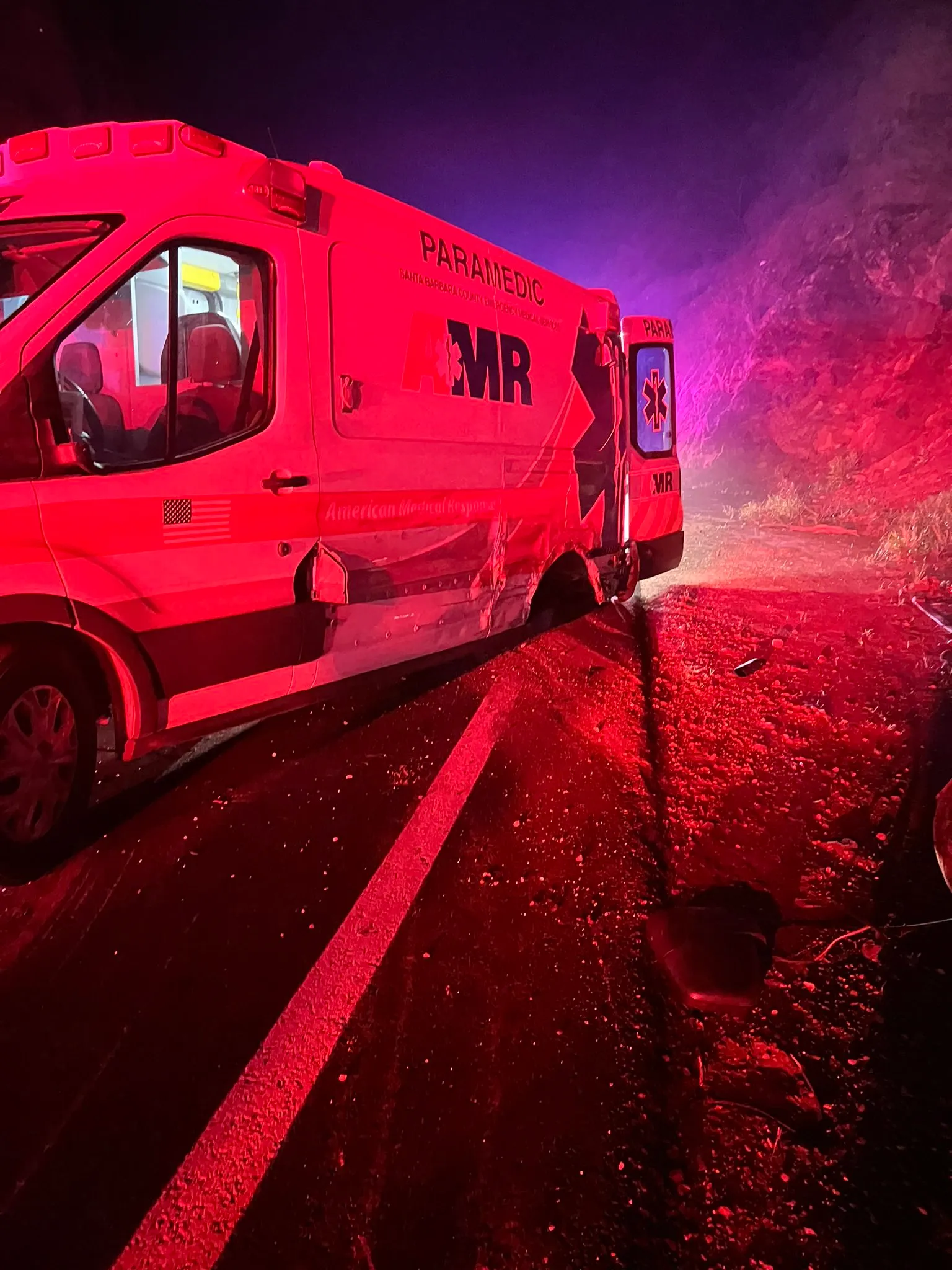Ambulance Transporting Patient to ER Sideswiped by Vehicle on Highway 154 Santa Barbara Independent