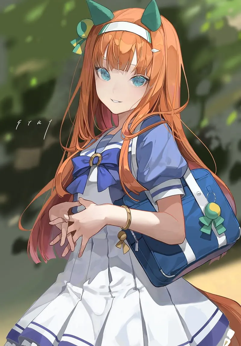 Silence suzuka, uma musume derby, school uniform, long hair, Anime, HD phone wallpaper