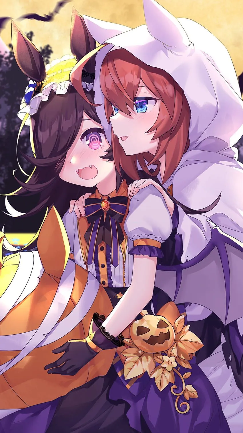 Uma Musume: Pretty Der, shower, halloween, musume, derby, Bourbon, mihono, rice, anime HD phone wallpaper