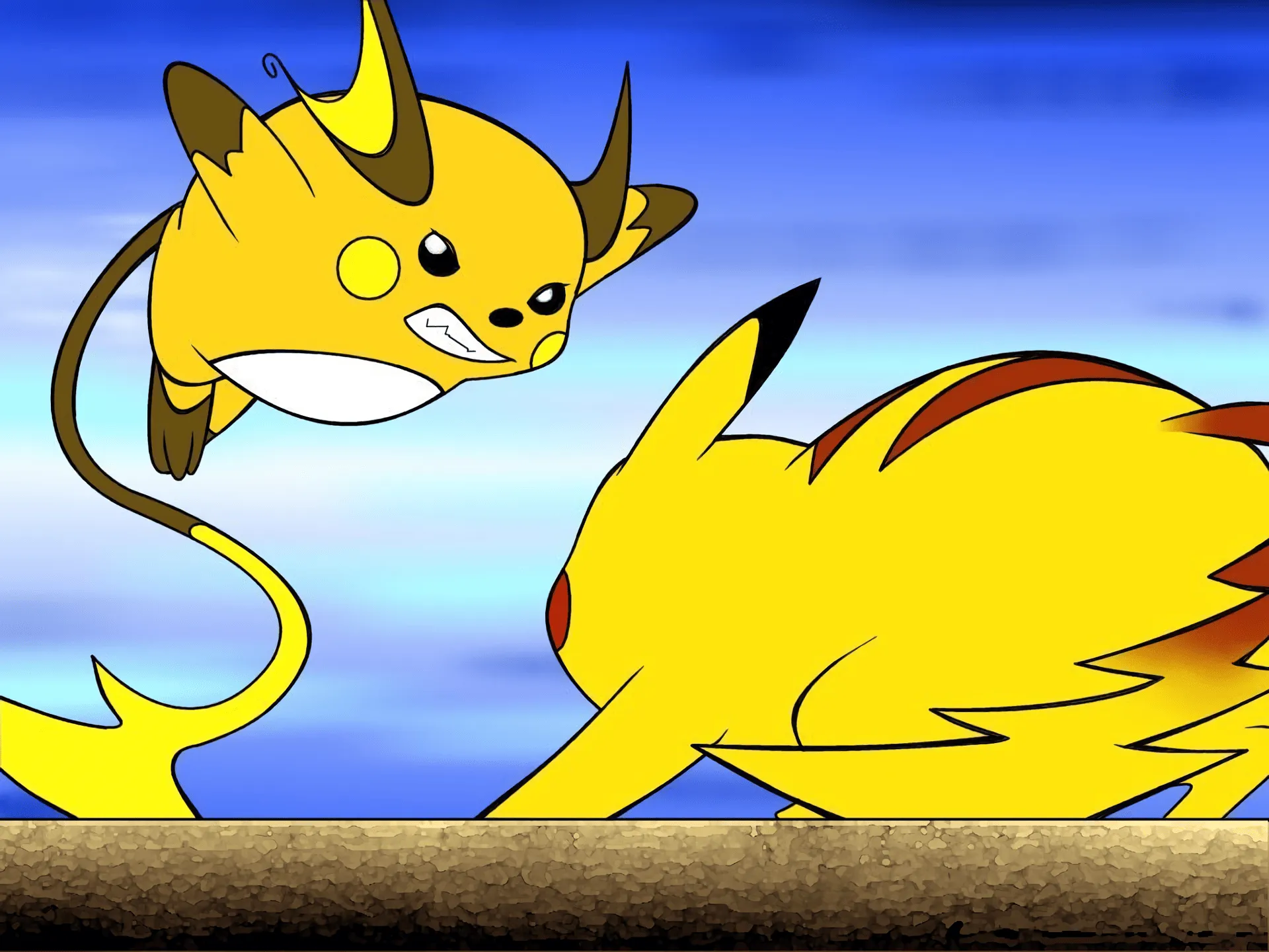 Epic Raichu vs Pikachu Showdown Pokémon Anime Wallpaper