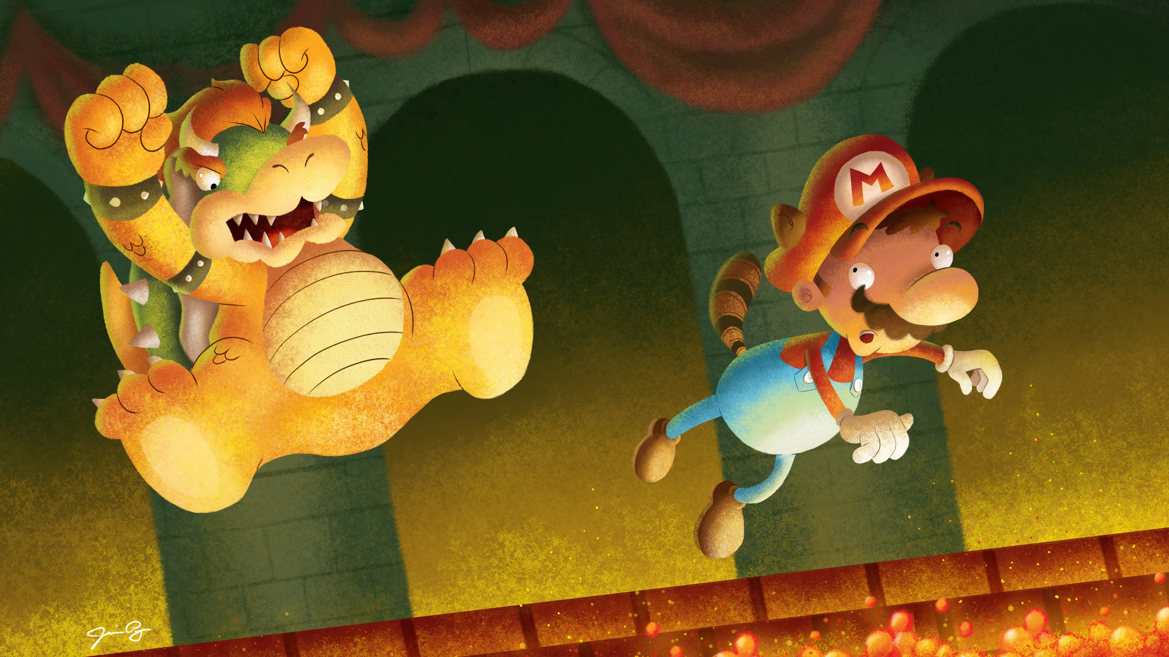 Mario and Bowser 4K Wallpaper