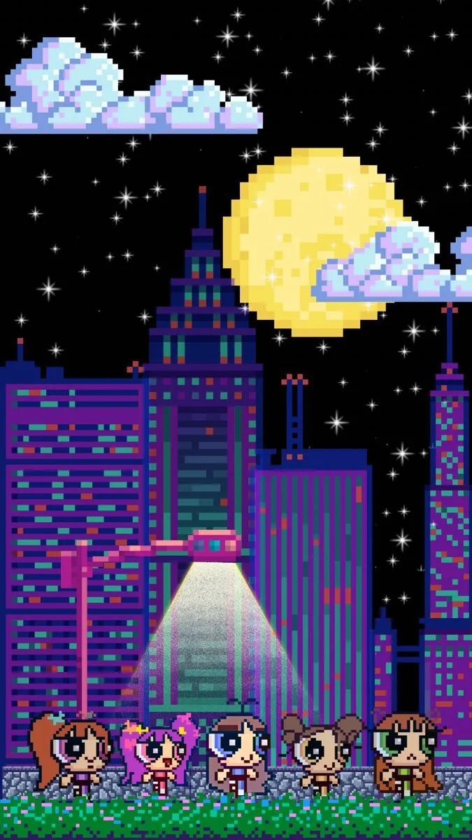 NewJeans Get Up Theme Lockscreen x Powerpuff Girls (city night)