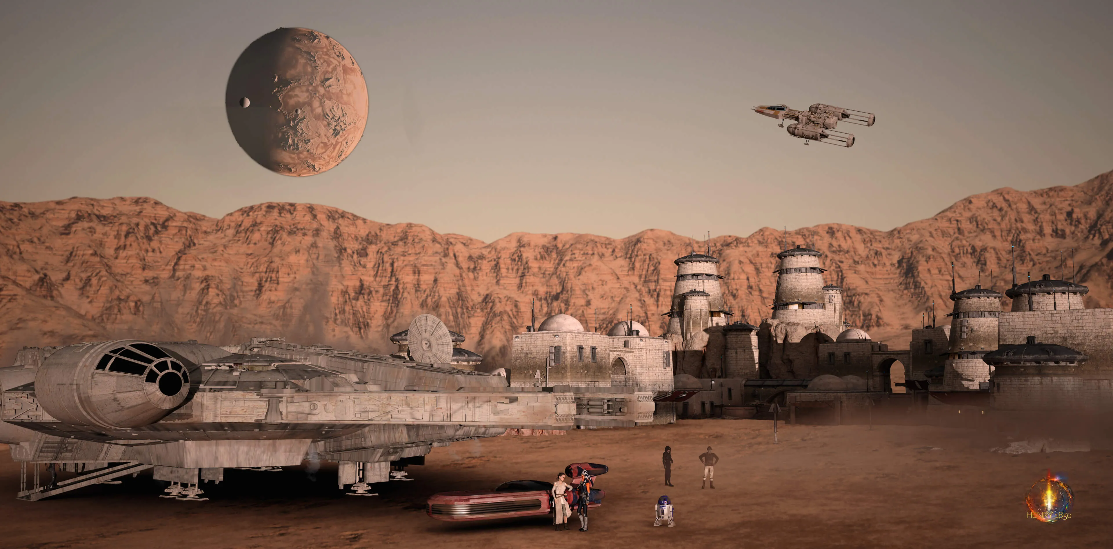 Star Wars Desert Outpost 3D Render, Digital Art