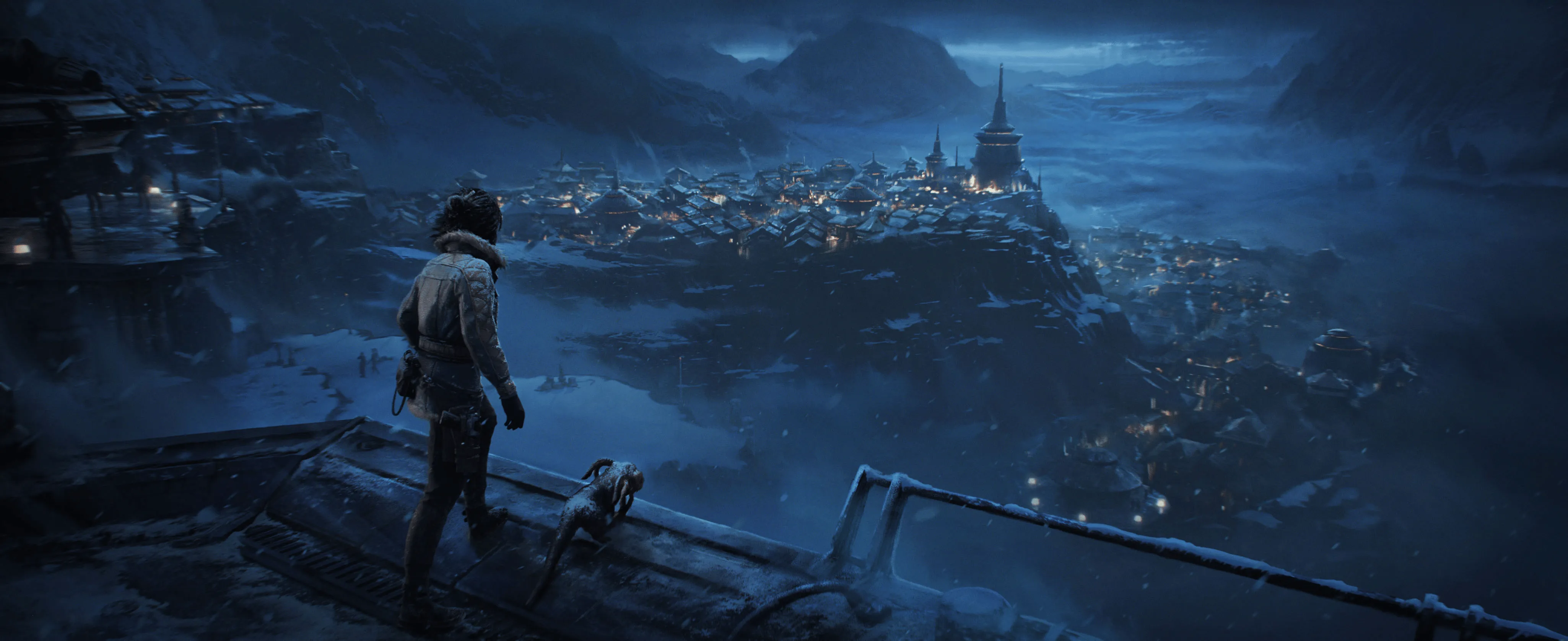4K, Star Wars: Outlaws, Water, Night, Ultrawide, Ubisoft, City, Landscape, Lights, Star Wars, HD Wallpaper