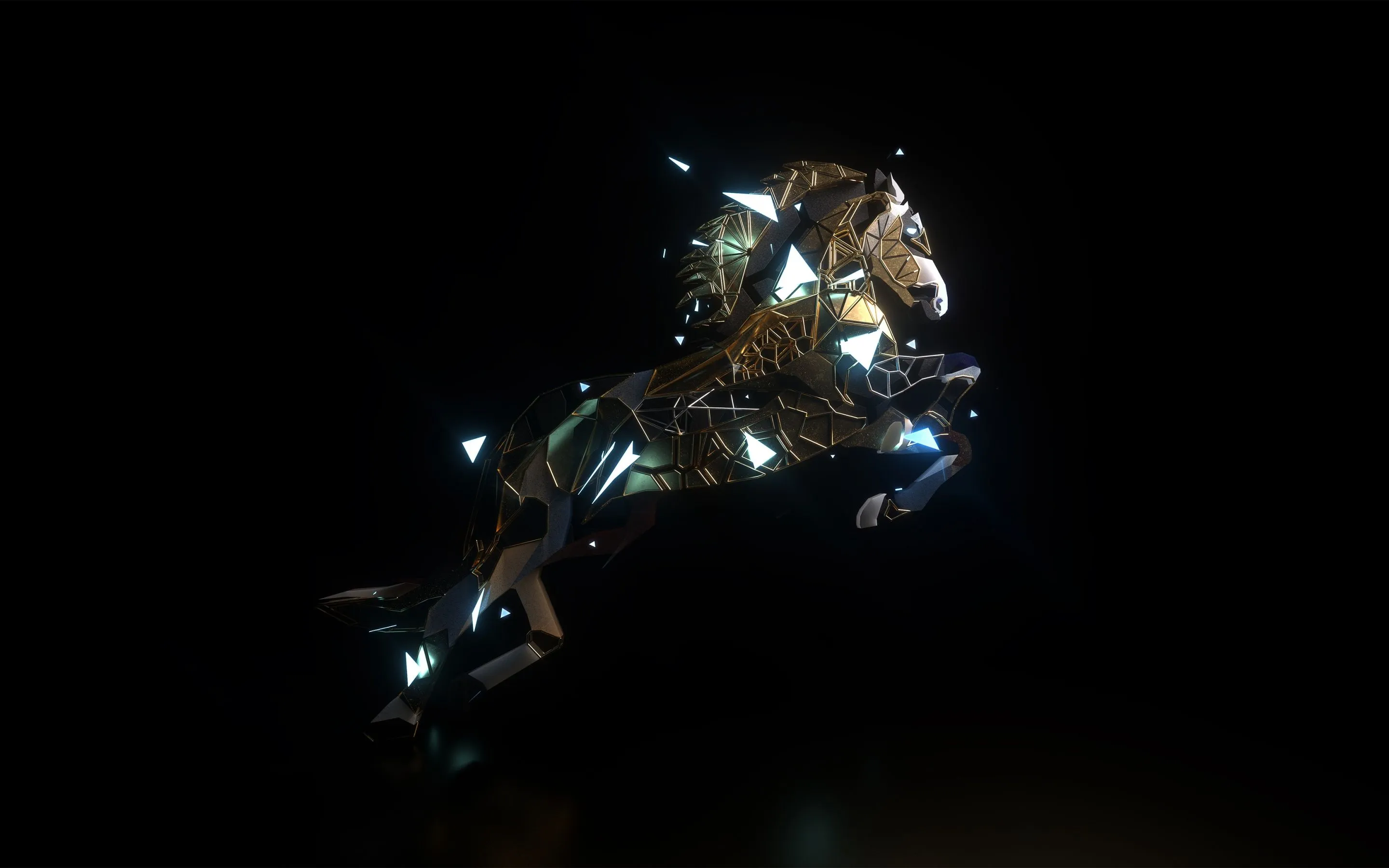Horse Wallpaper 4K, Low poly, Surreal, AMOLED