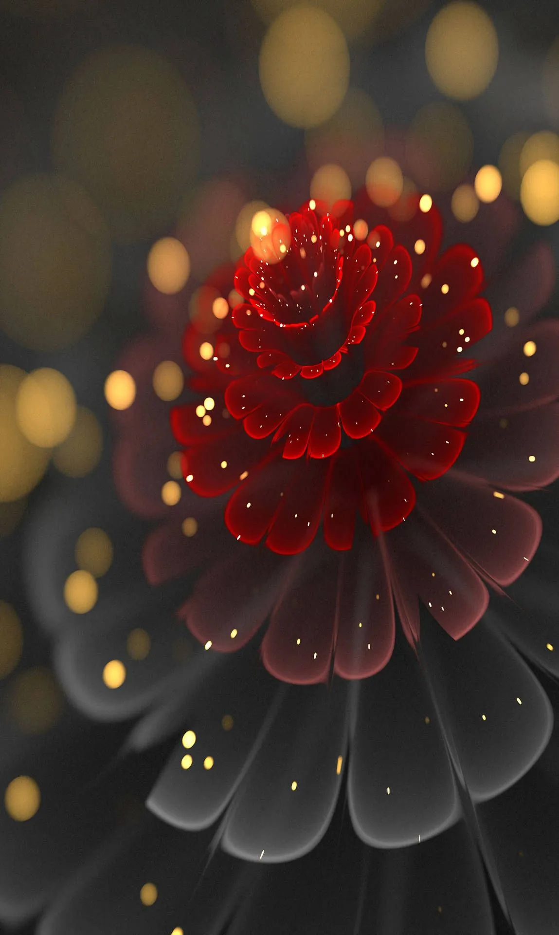 Download Fractal Flower Bokeh Full HD Phone Wallpaper