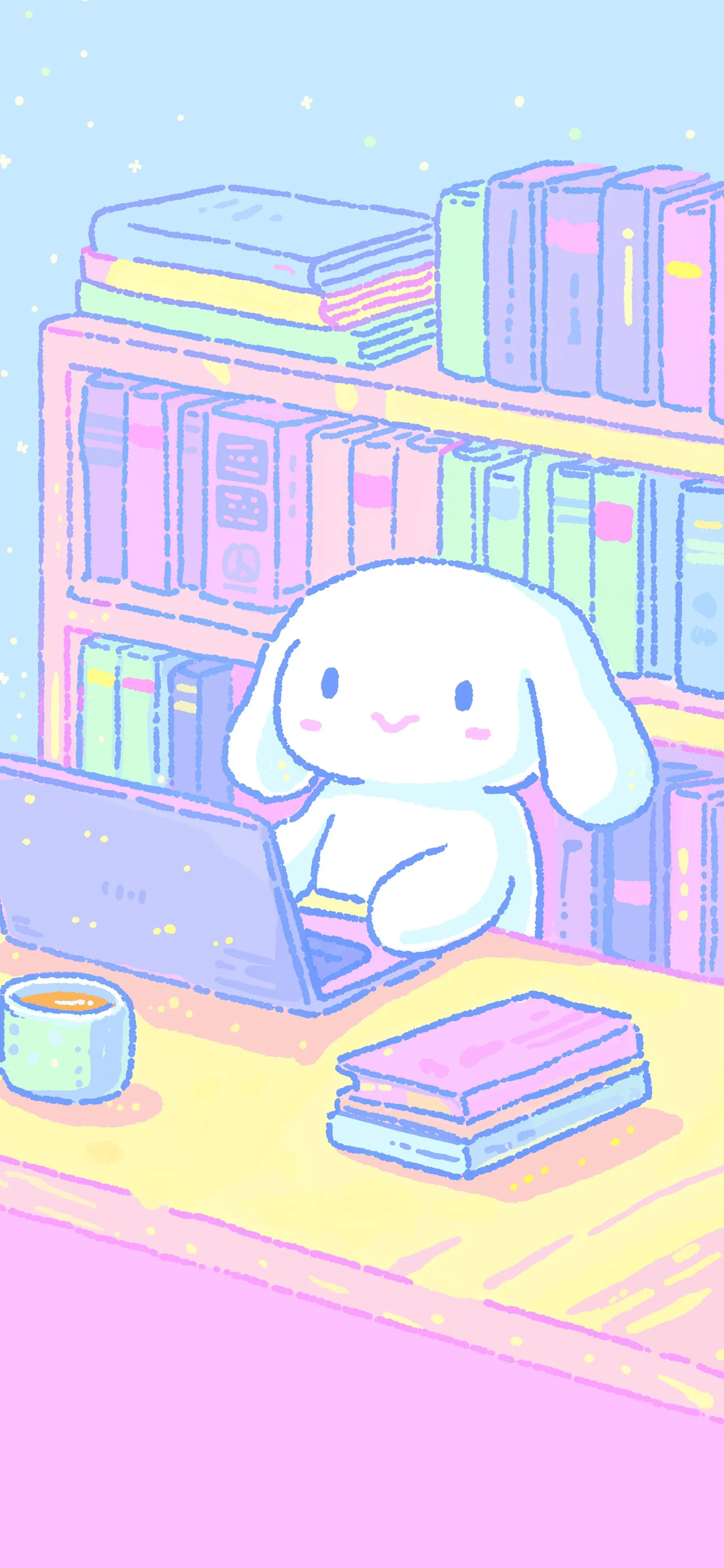 Cinnamoroll Cozy Study Aesthetic Pastel Wallpaper