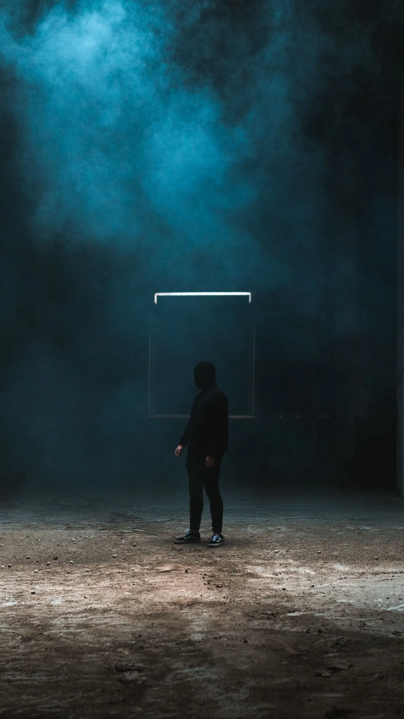 Download wallpaper 1350x2400 man, smoke, alone, room, dark iphone 8+/7+/6s+/for parallax HD background