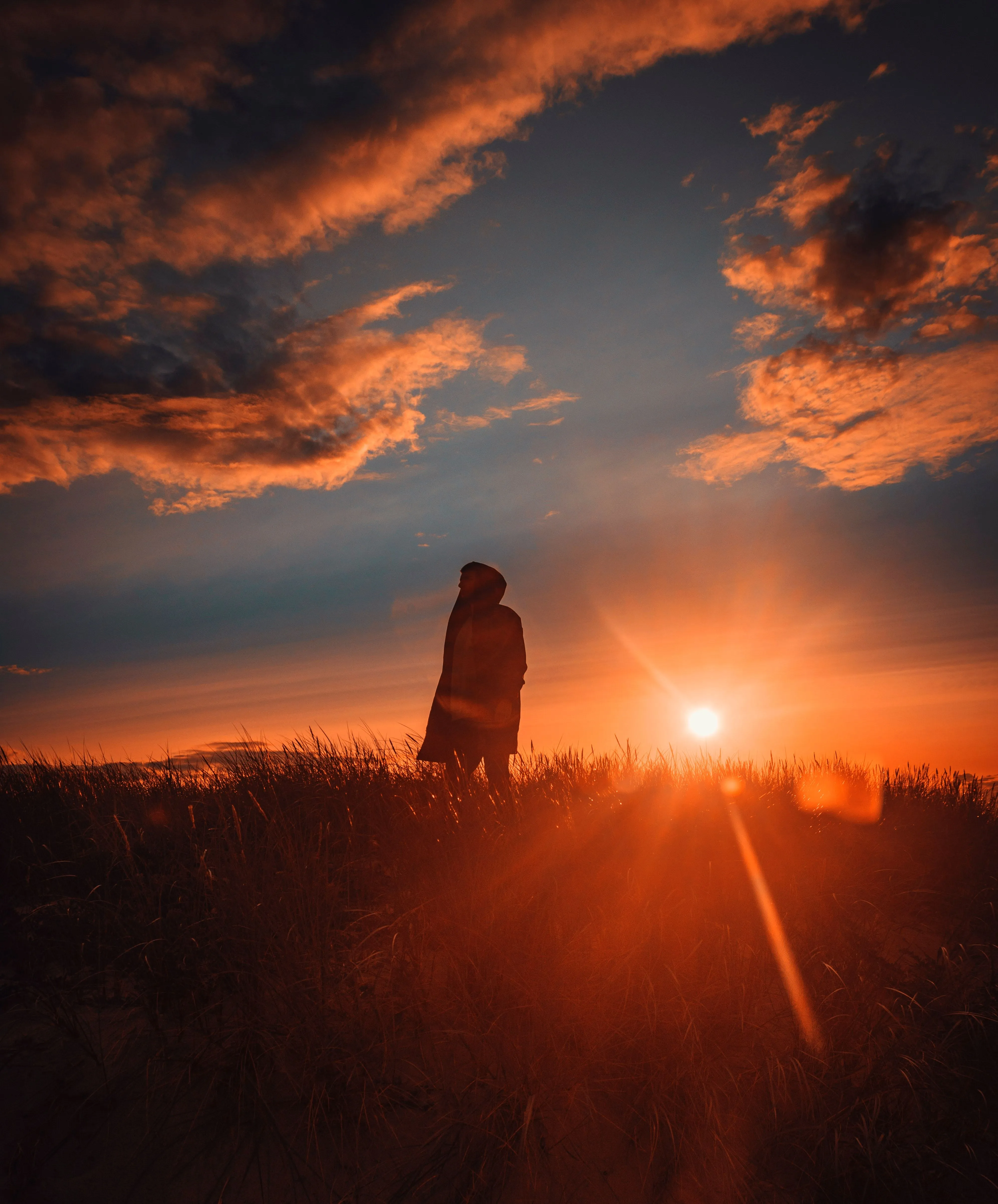Phone wallpaper: Alone, Lonely, Human, Dark, Sunset, Grass, Field, Person, Sunlight 78520