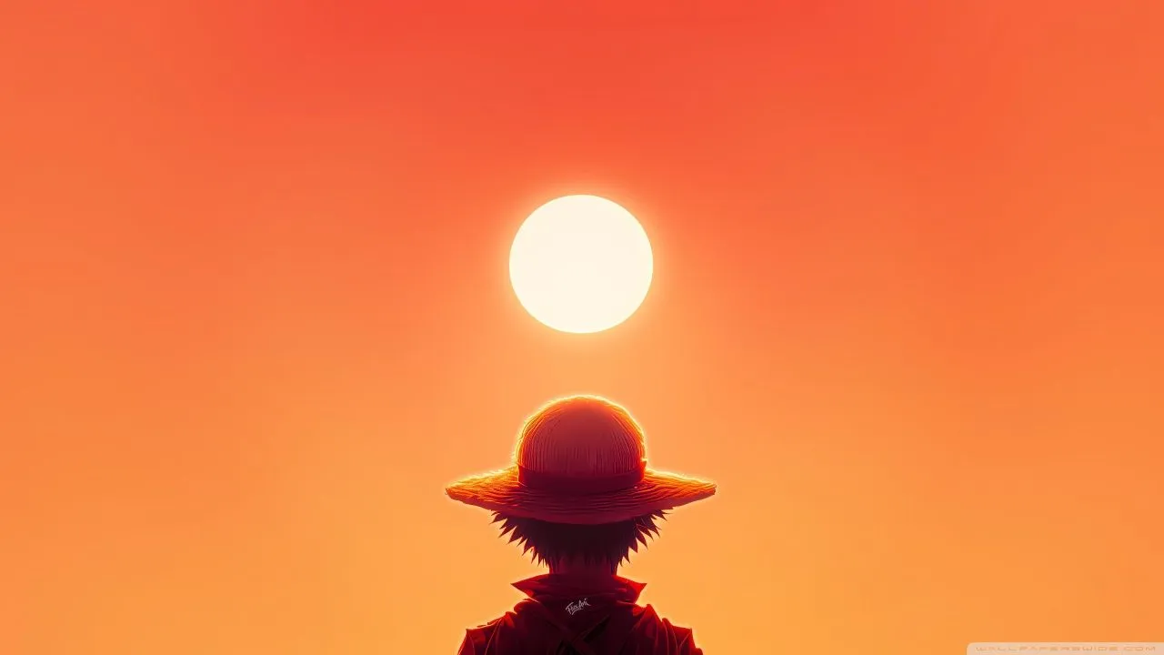 Luffy, One Piece, Orange Sky, Sun 4K UHD Wallpaper for UltraHD Desktop and TV, Widescreen and UltraWide Display, Dual Monitor, Smartphone and Tablet Devices