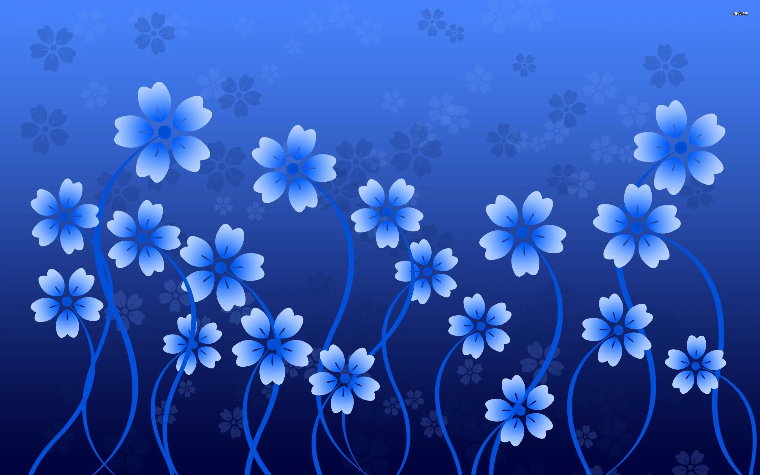 Wallpaper Blue and White Flower Illustration, Background Free Image