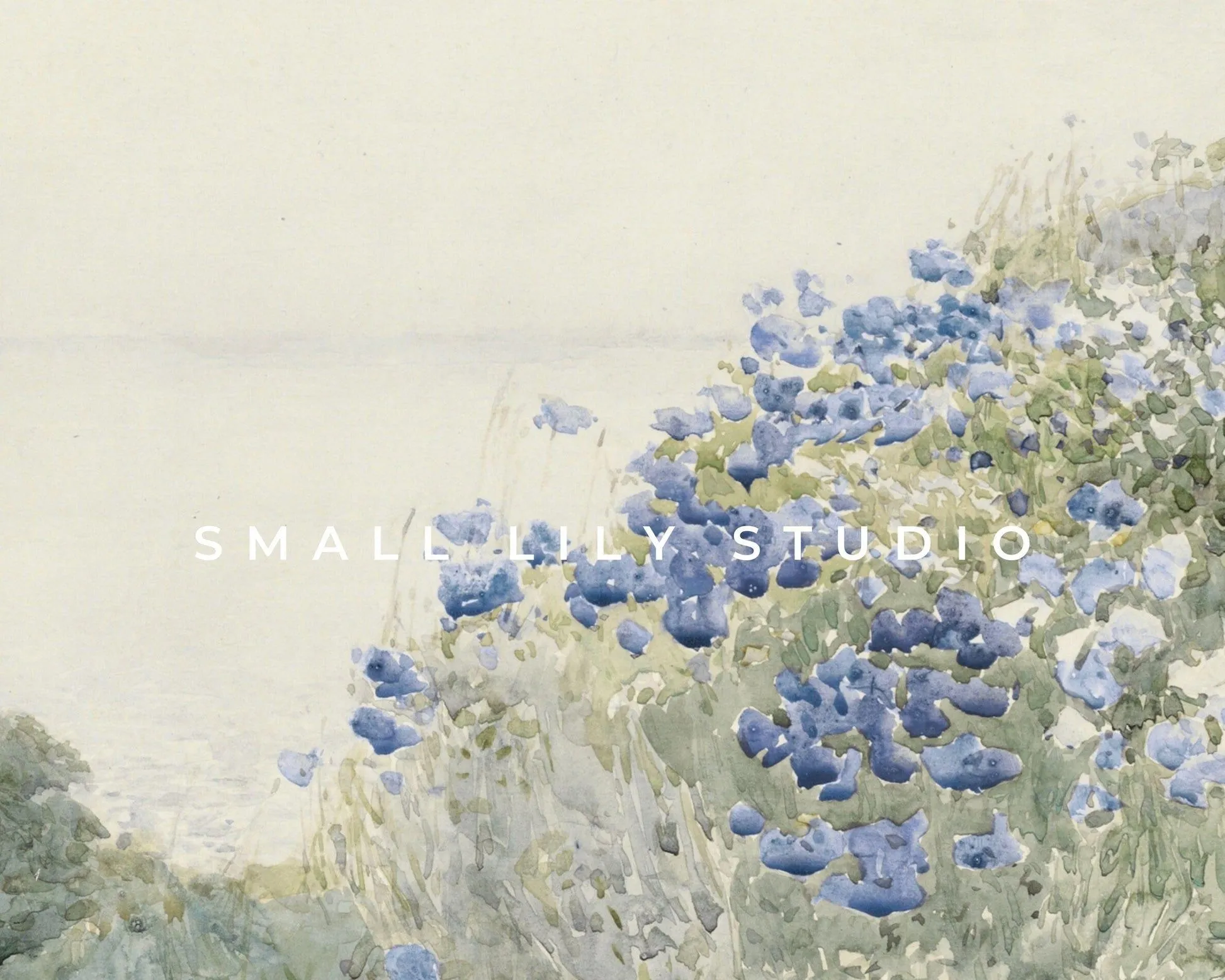 Blue Coastal Flowers Desktop Wallpaper Set