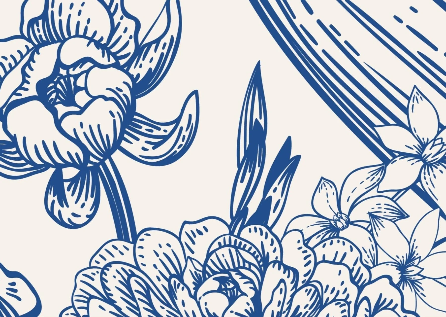 Blue Floral Vintage Wallpaper (Sample)