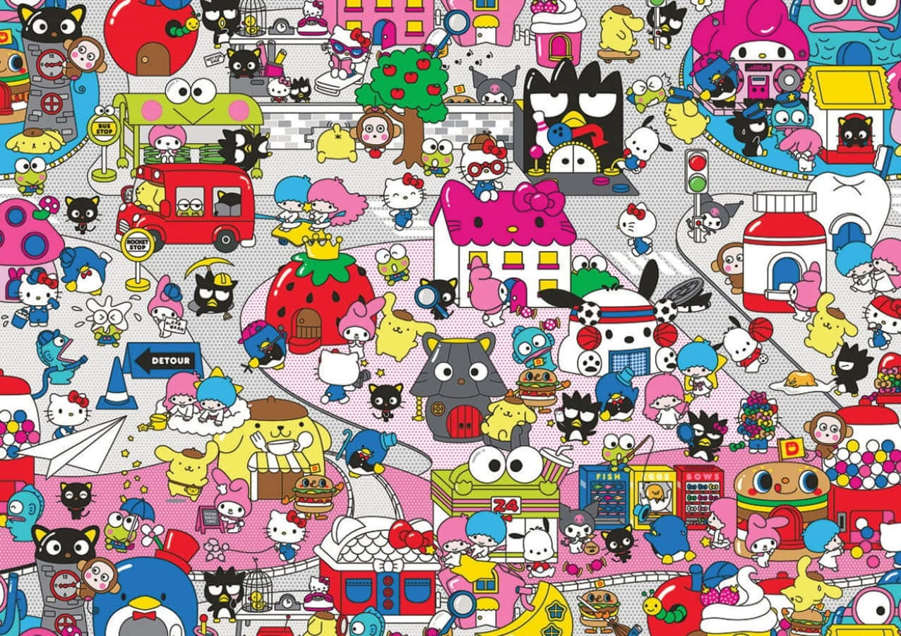 Download Hello Kitty And Friends Gathered Together Wallpaper