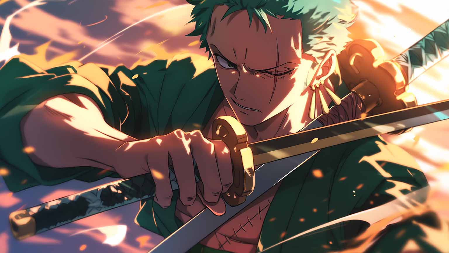 One Piece Roronoa Zoro Unyielding Spirit Desktop Wallpaper 4K