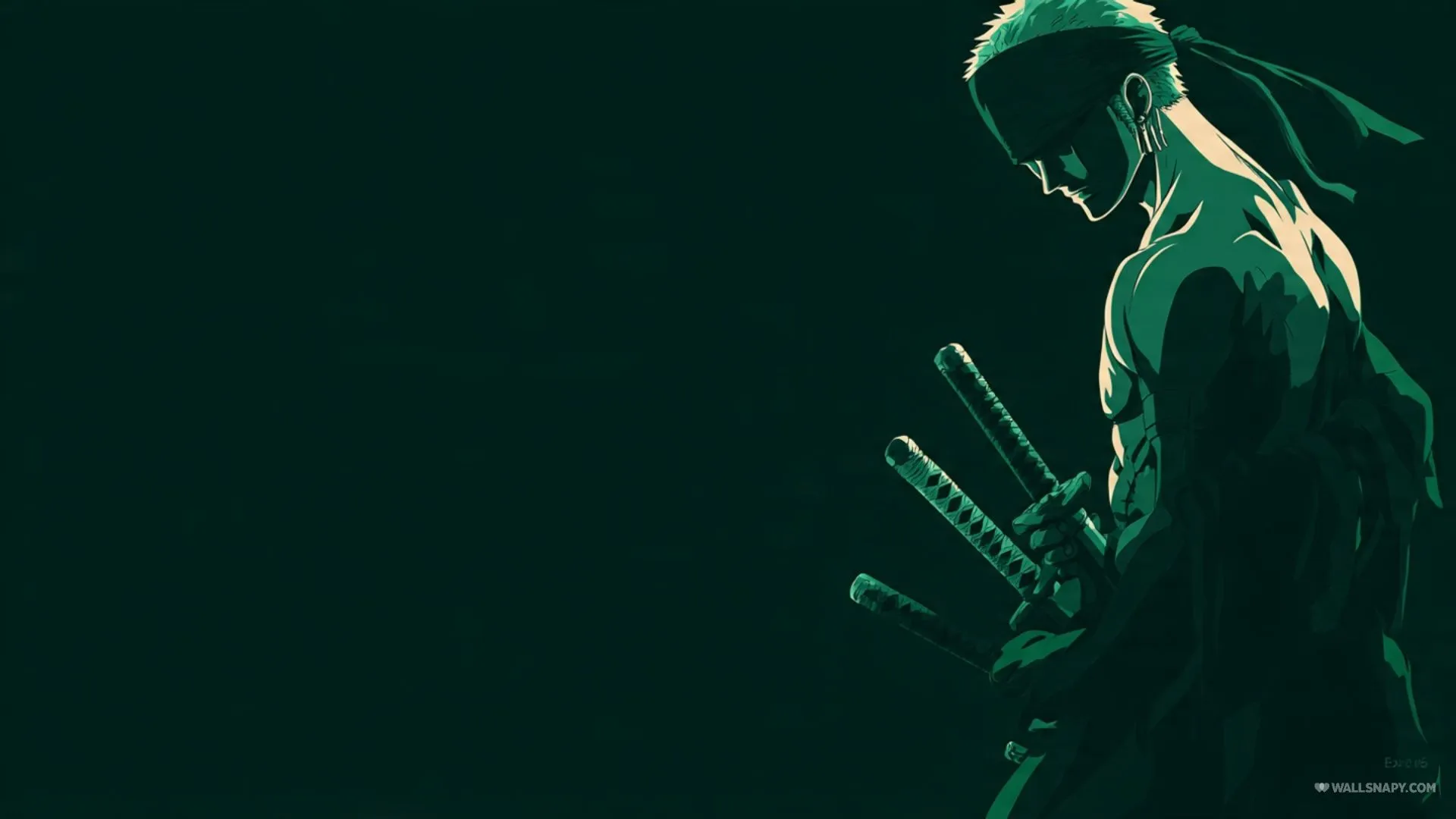 Zoro minimalist silhouette dark green desktop wallpaper