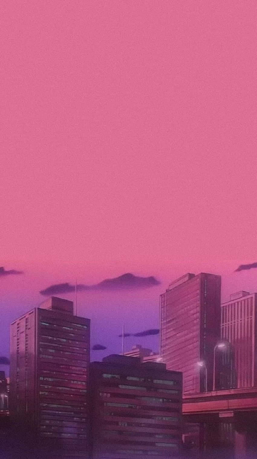 Download Pink Aesthetic Anime Phone Buildings Wallpaper