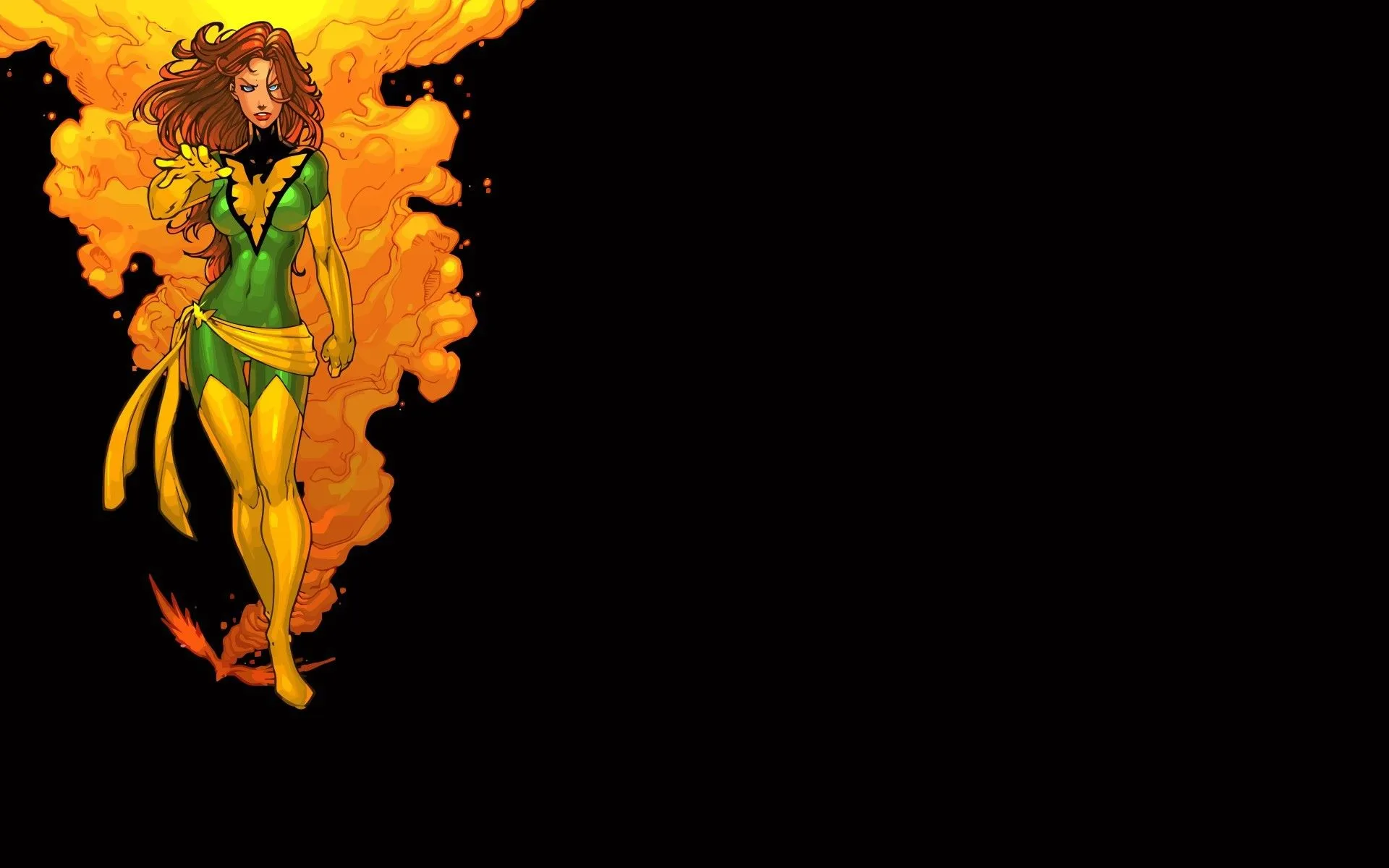 Wallpaper Girl, Black Background, Phoenix, X Men, X Men, Comic, Marvel Comics, Phoenix For Mobile And Desktop, Section фантастика, Resolution 1920x1200
