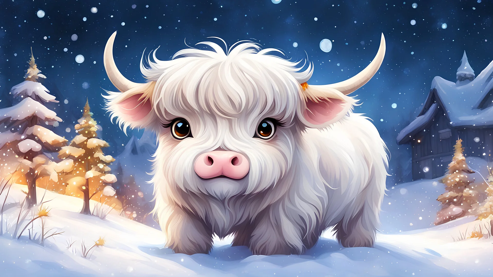 ADORABLE baby white highland cow in t