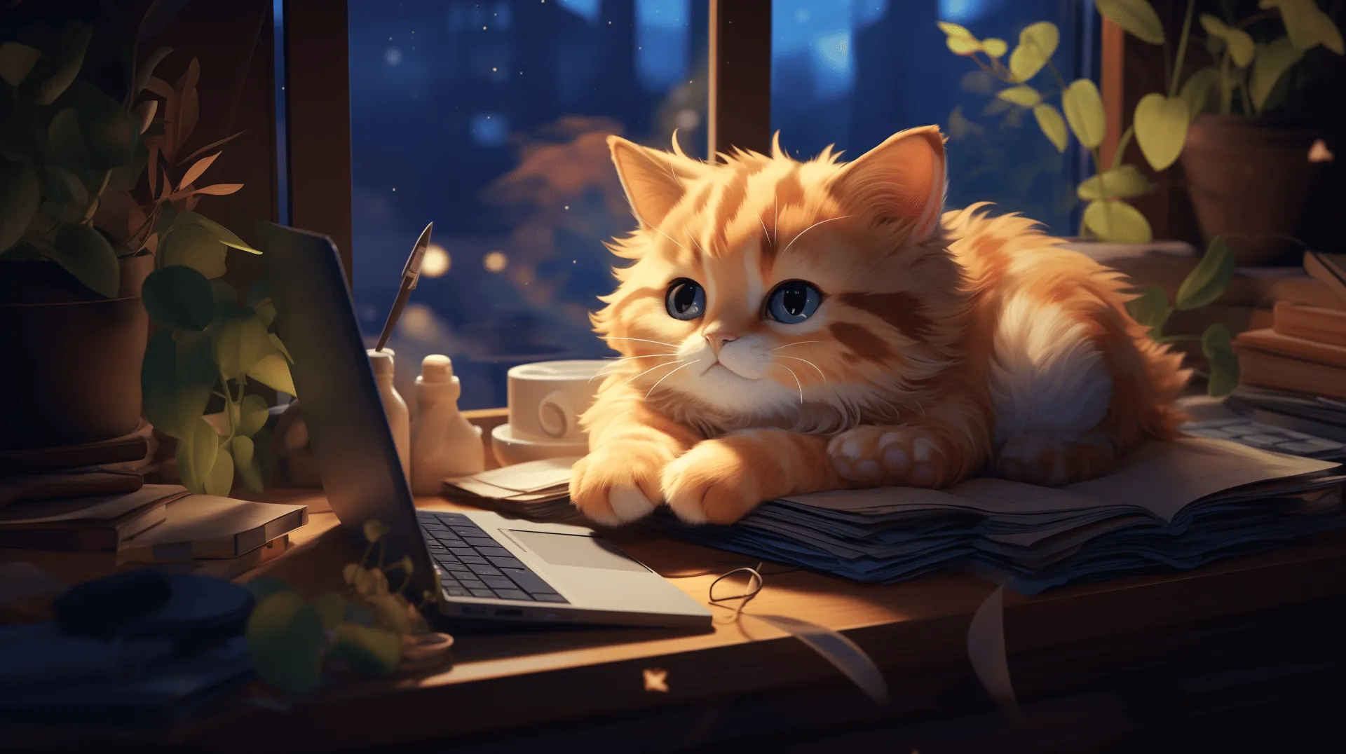 Cute Orange Cat HD Desktop Wallpaper