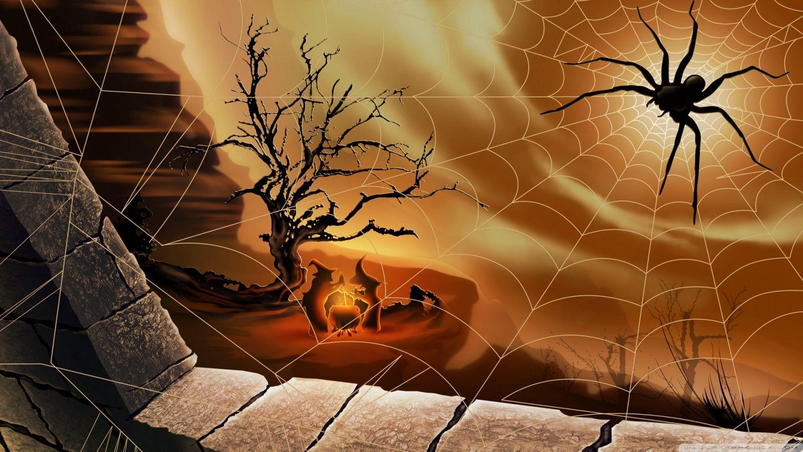 Halloween Spirit Spider Web Hallowmas HD desktop wallpaper