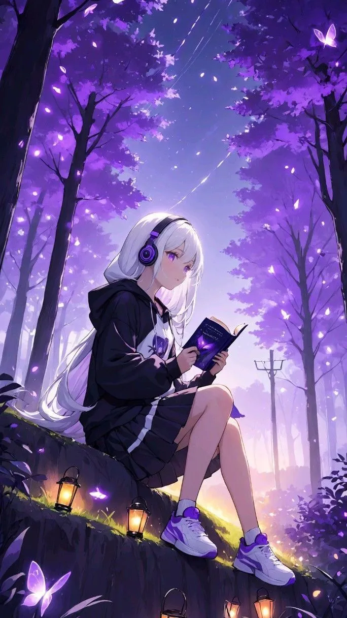 cat wallpaper for cats lovers. Anime girl, Anime purple hair, Girl with purple hair
