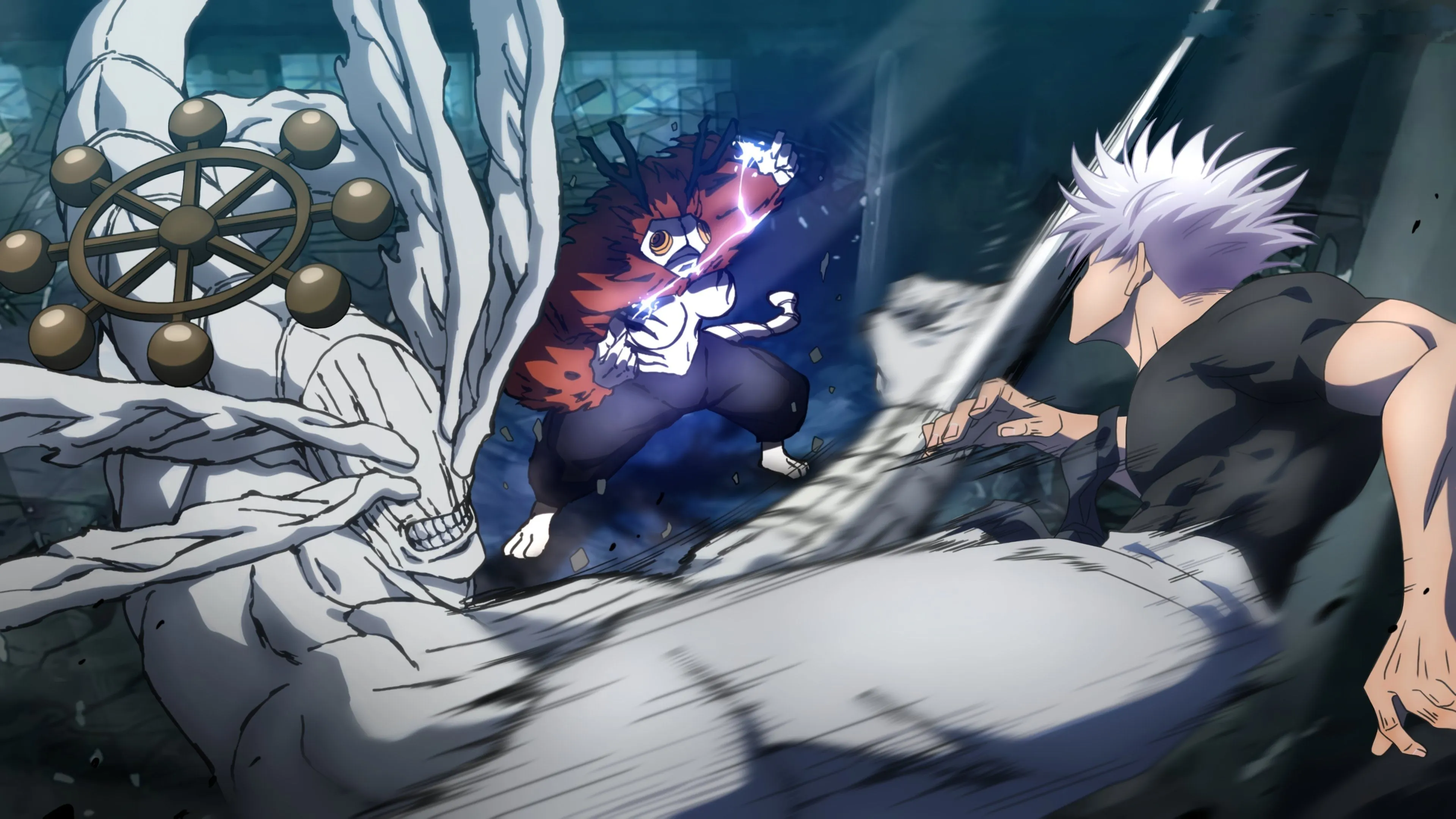 Jujutsu Kaisen Gojo vs Sukuna 4K Ultra HD Wallpaper with Mahoragax2160