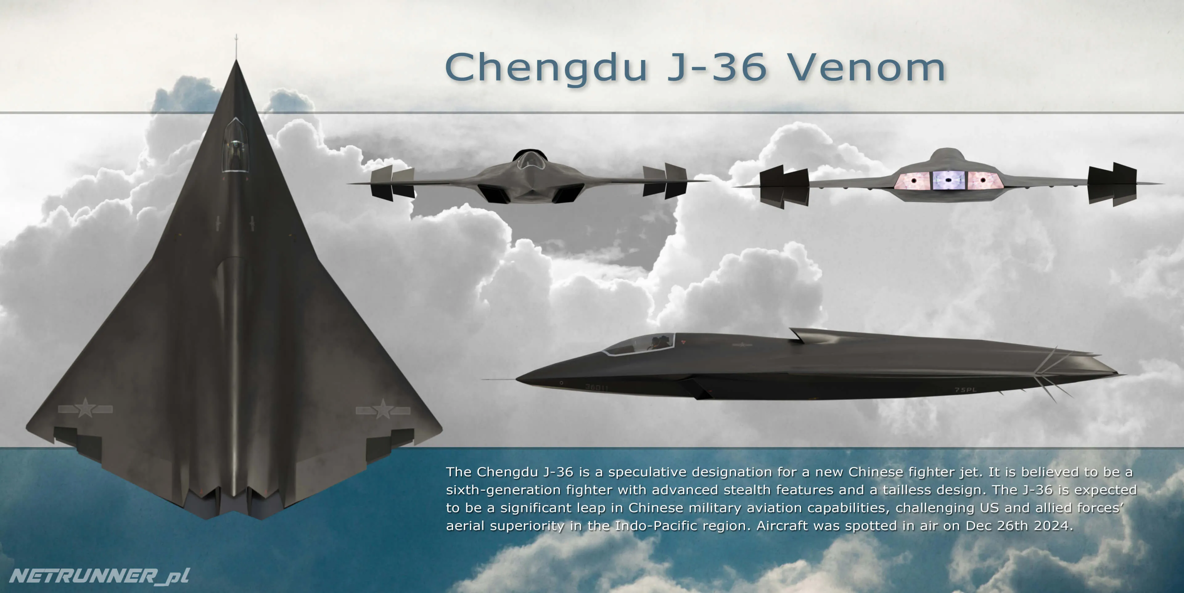Chengdu J 36 Venom 3D Render, Digital Art