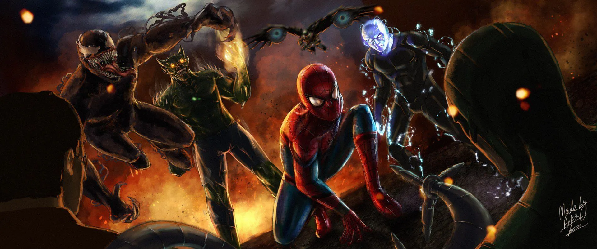 Spider Man Vs. Sinister Six: Ultimate Marvel Villains HD Wallpaper