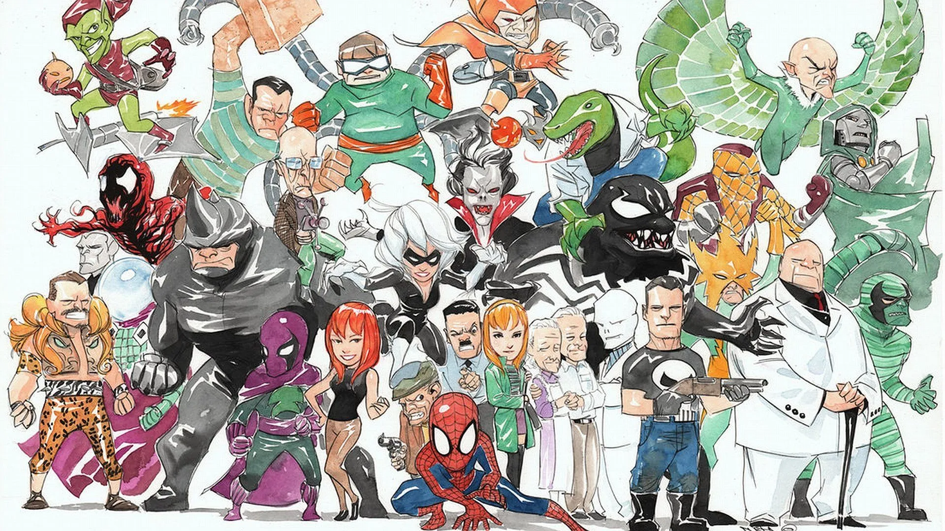 Marvel Villains & Heroes Collage: Spider Man, Punisher, Carnage & More HD Wallpaper