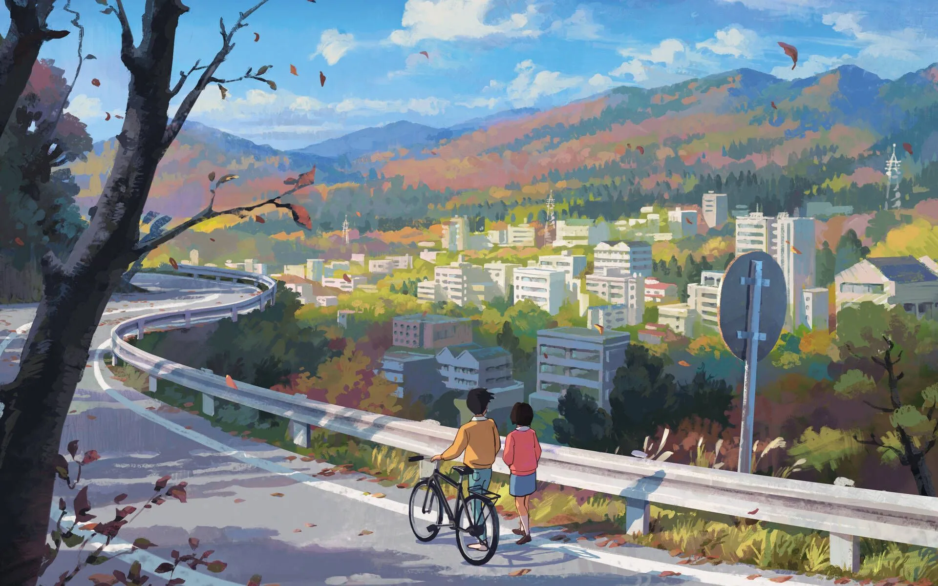 Download Studio Ghibli Desktop Overlooking Road Wallpaper
