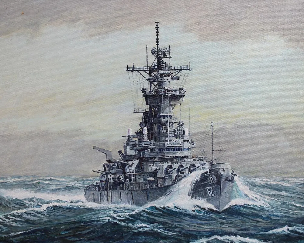 Brian Sanders (B. 1937) USS New Jersey sold at auction on 21st February