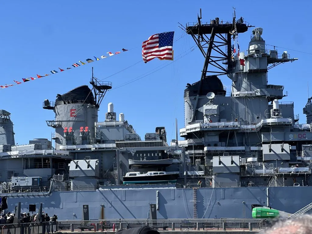 Battleship New Jersey is sent to dry dock with flourish and fanfare