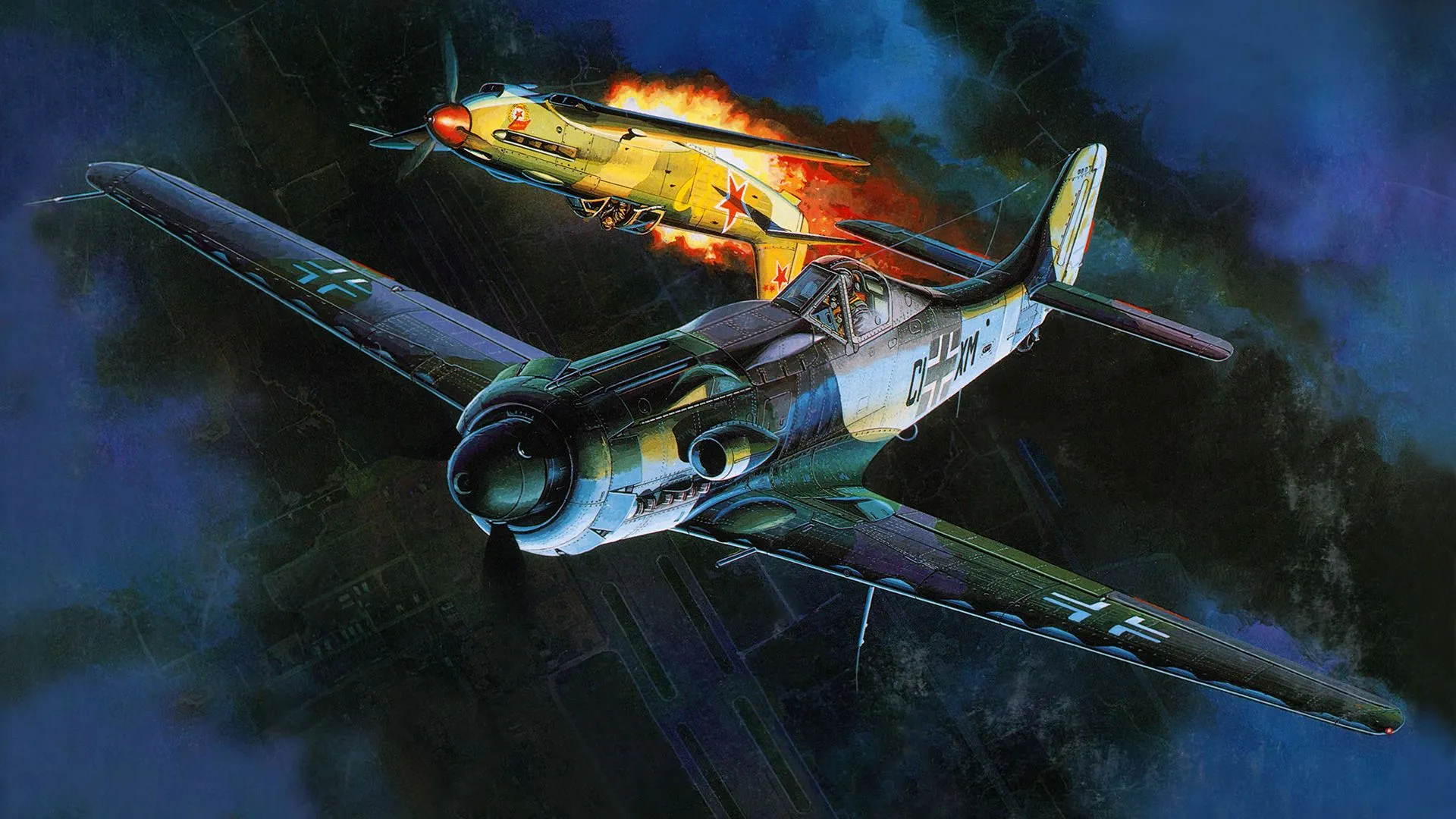 Wallpaper Figure, Art, Dogfight, Focke Wulf, Focke Wulf, German High Altitude Interceptor During World War II, Ta 152 For Mobile And Desktop, Section авиация, Resolution 1920x1080