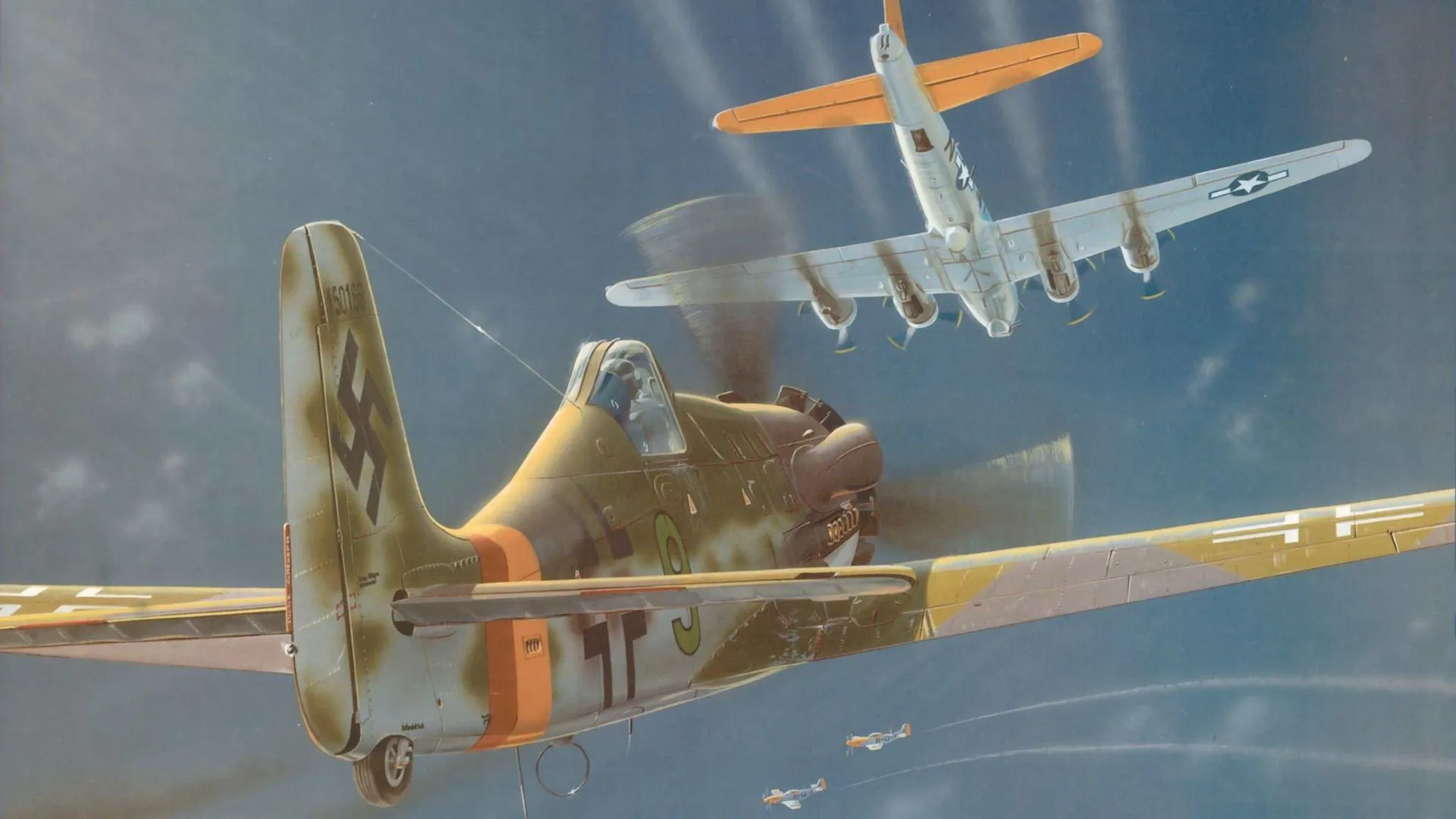 Wallpaper Figure, Art, B 17, Luftwaffe, Focke Wulf, Interception, Ta 152 H 1, German High Altitude Interceptor For Mobile And Desktop, Section авиация, Resolution 1920x1080