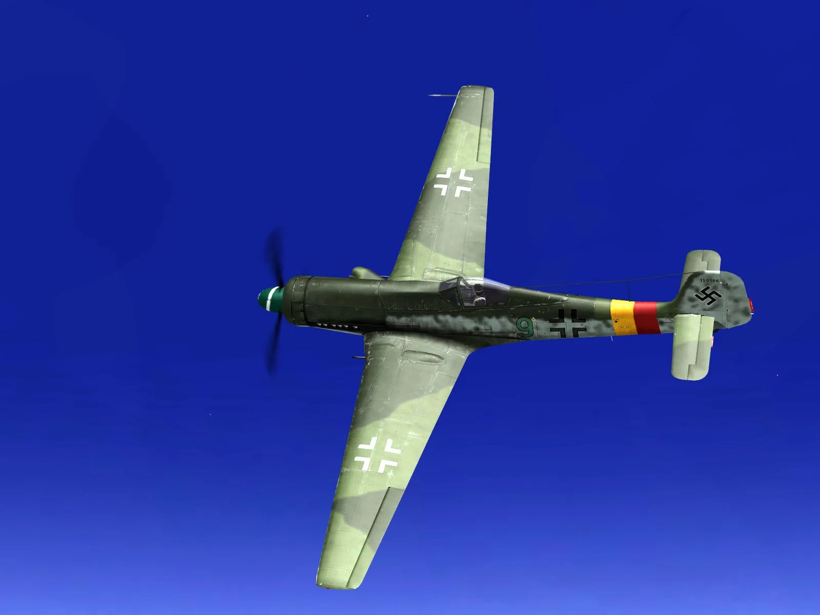 Asisbiz IL2 TF Ta 152H1 JG301 Green 9 top camouflage profile view 01