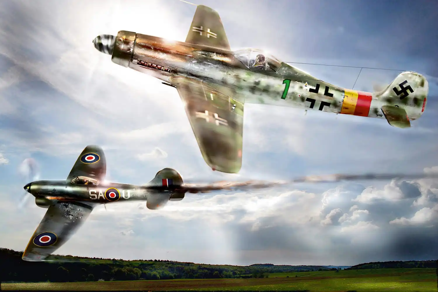 Focke Wulf Ta 152 And Hawker Tempest Mk.V. Perhaps The Best Piston Engined Fighter Planes In Europe During The Second World War über Europa 1939